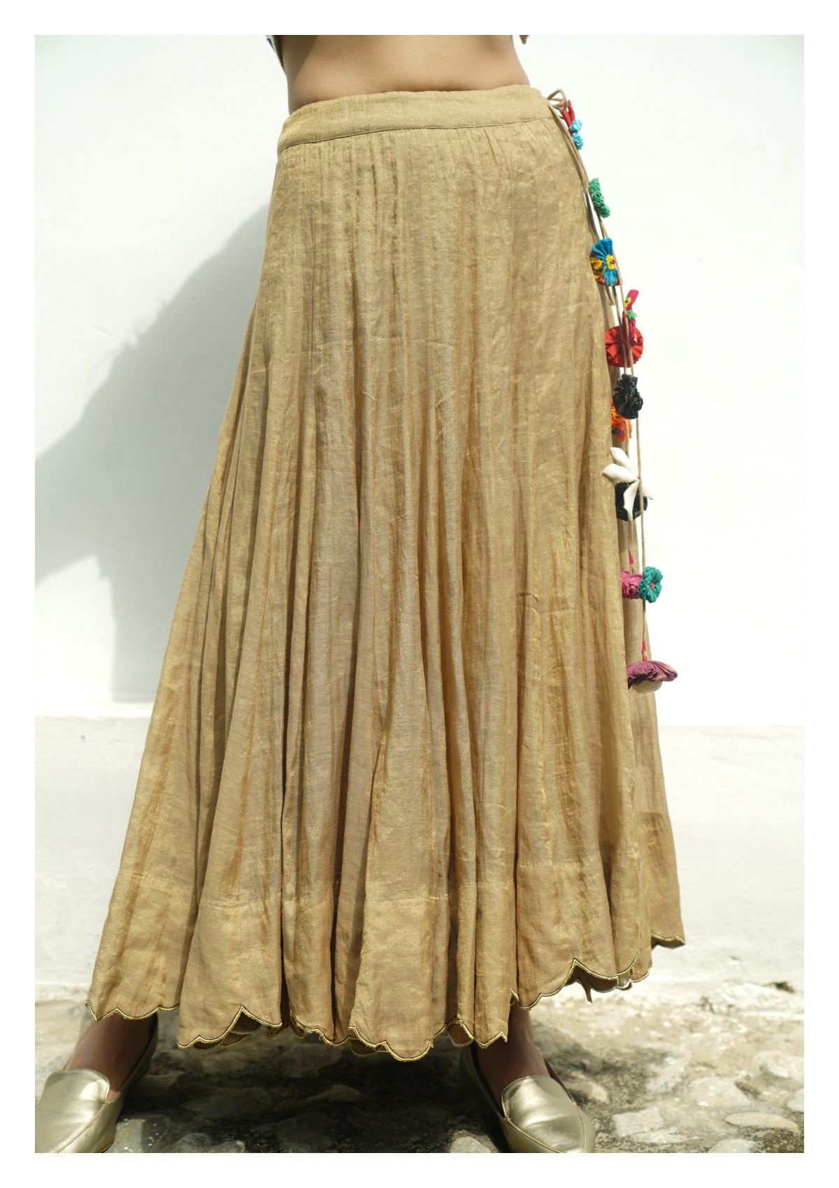 Gold Leaf Chanderi Tissue Ghagra
