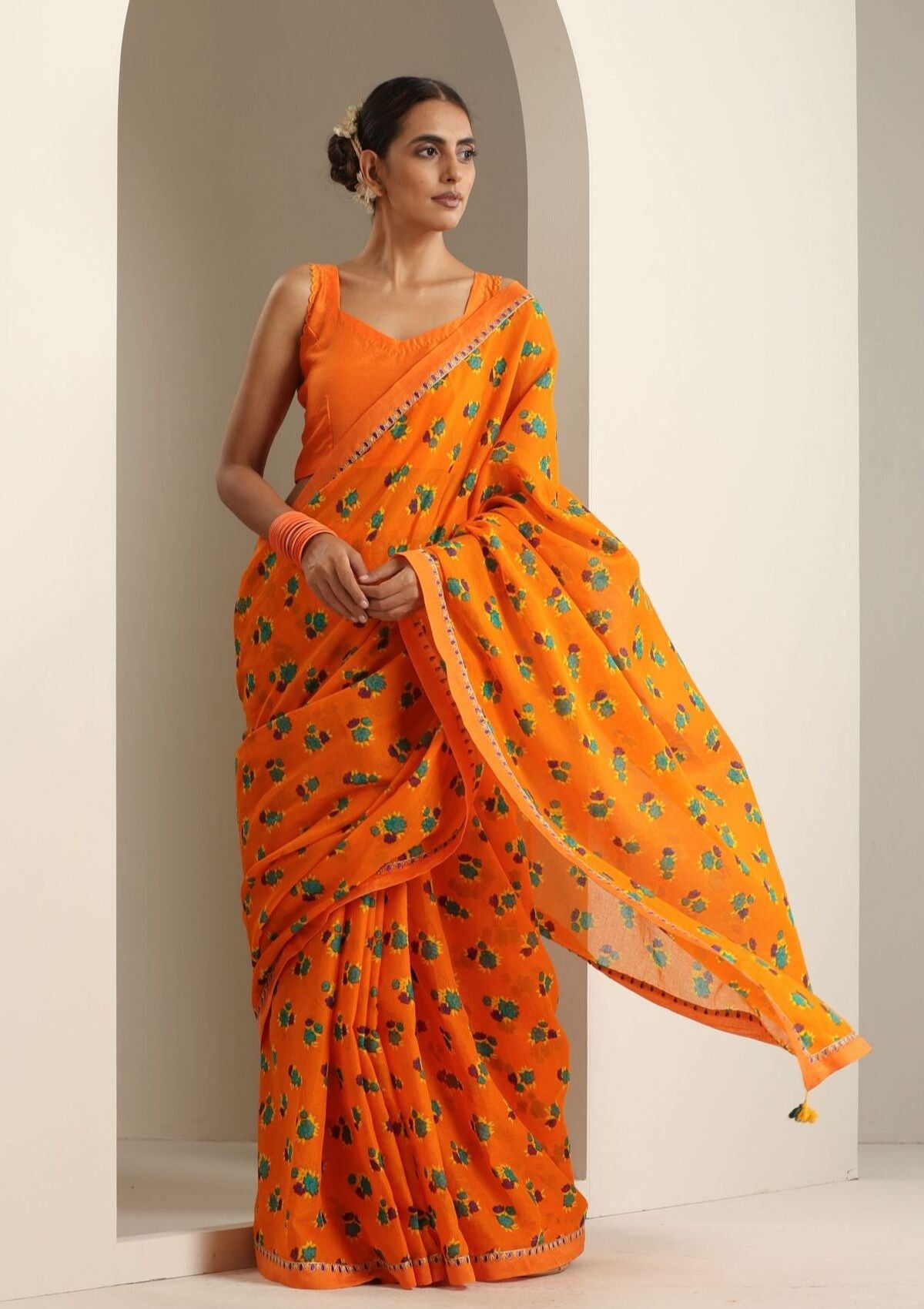 Gorakhpur Orange Cotton Saree