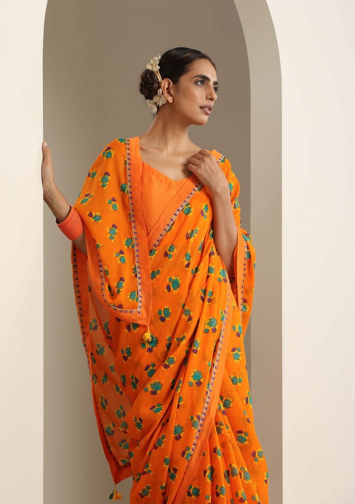 Gorakhpur Orange Cotton Saree