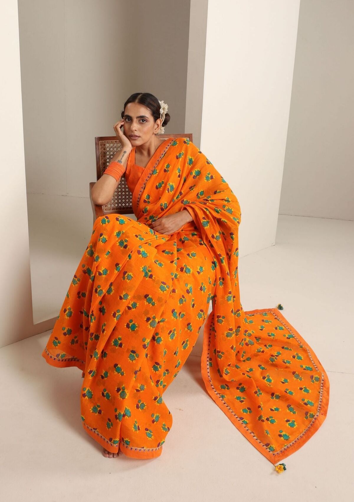 Gorakhpur Orange Cotton Saree