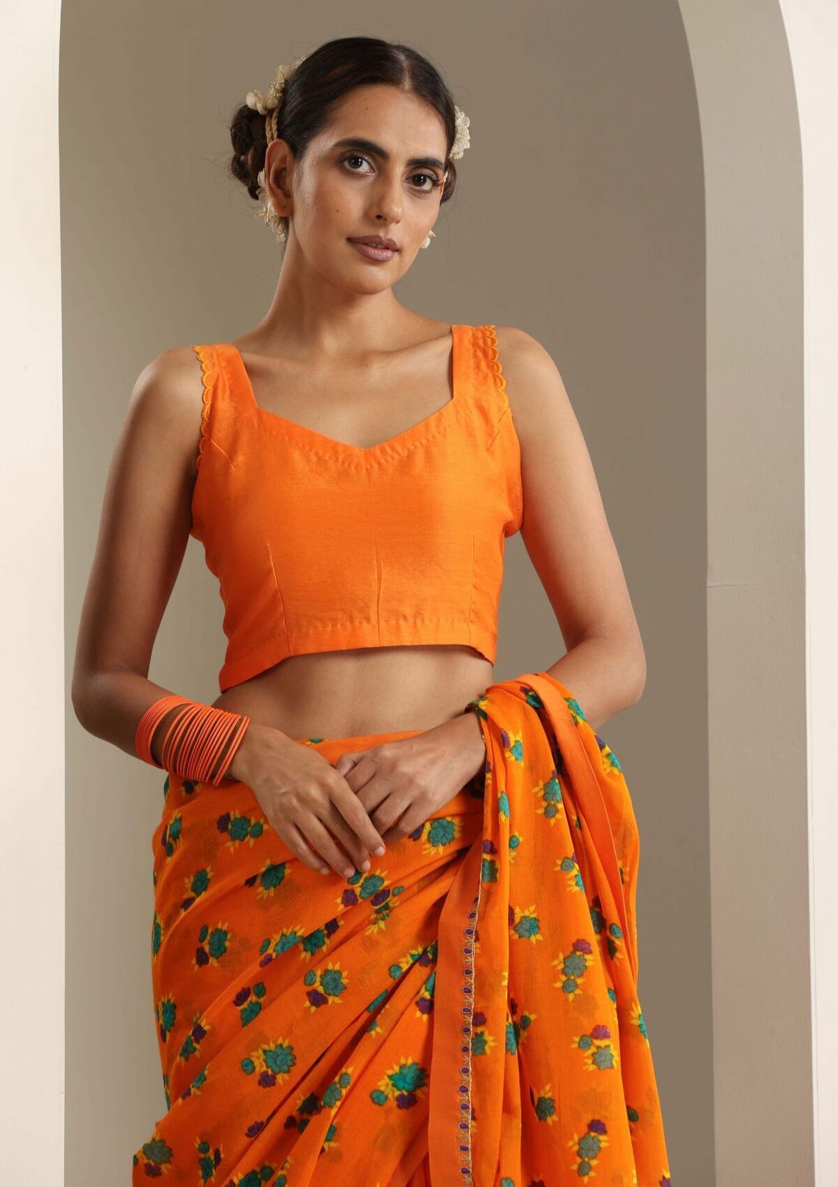 Gorakhpur Orange Cotton Saree