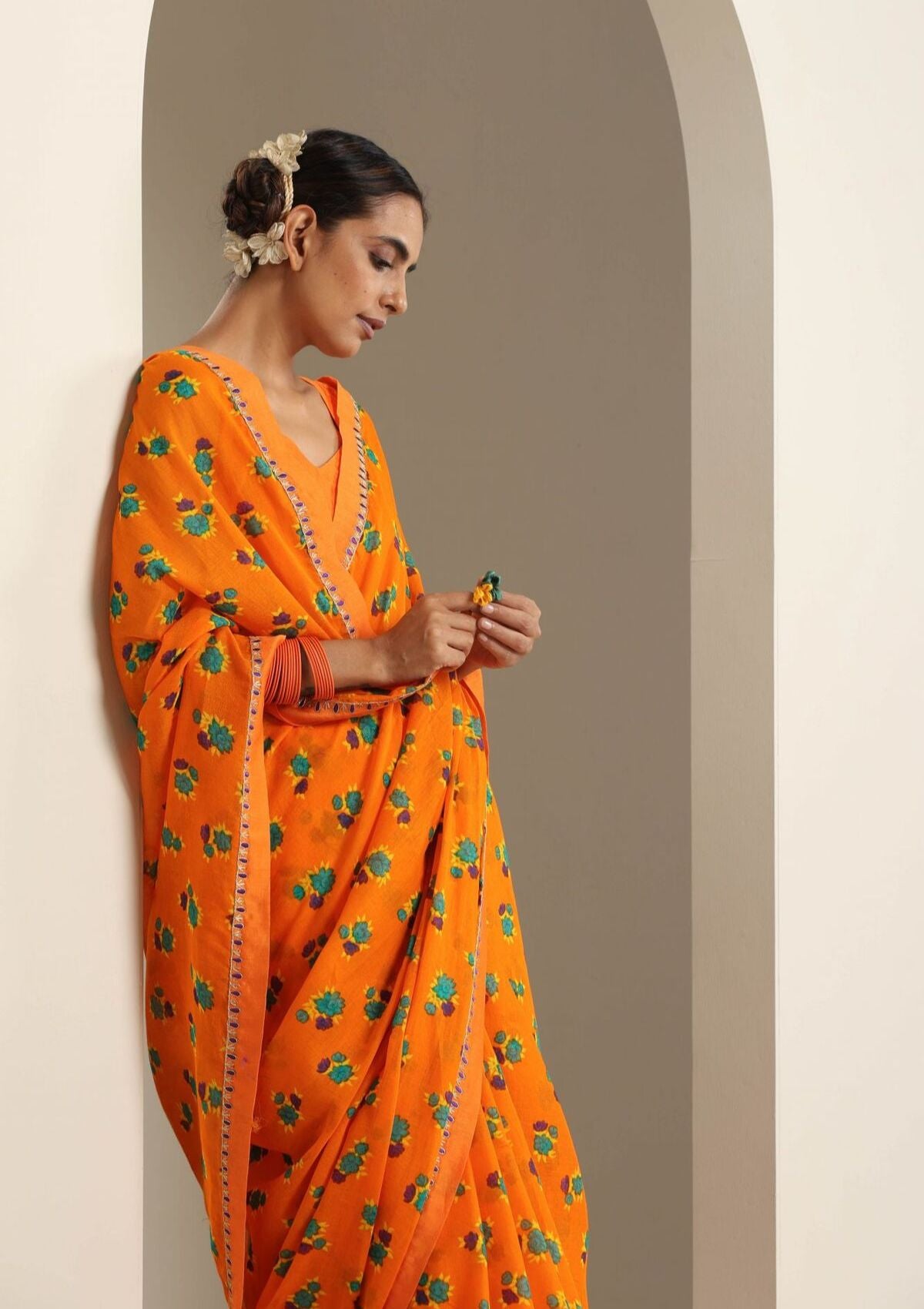 Gorakhpur Orange Cotton Saree