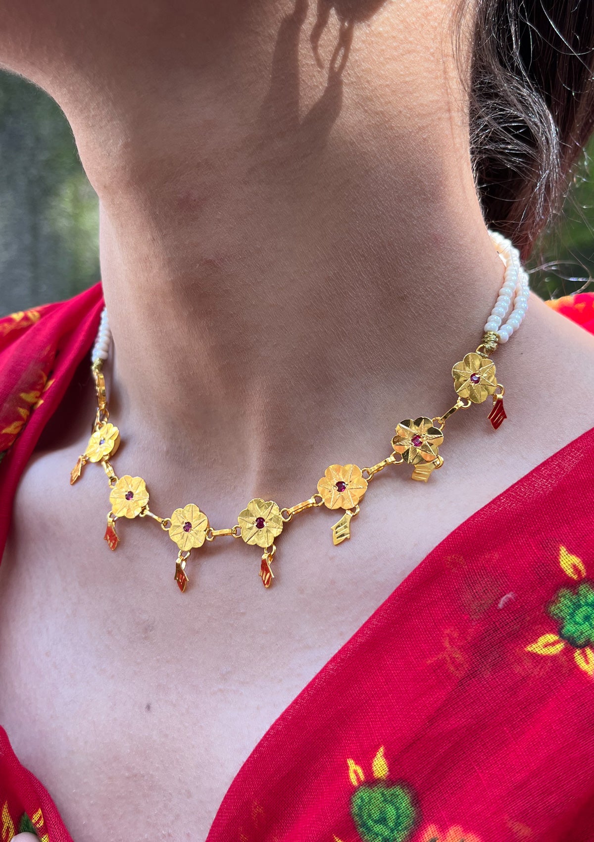 Gulab Gold Tone Silver Necklace