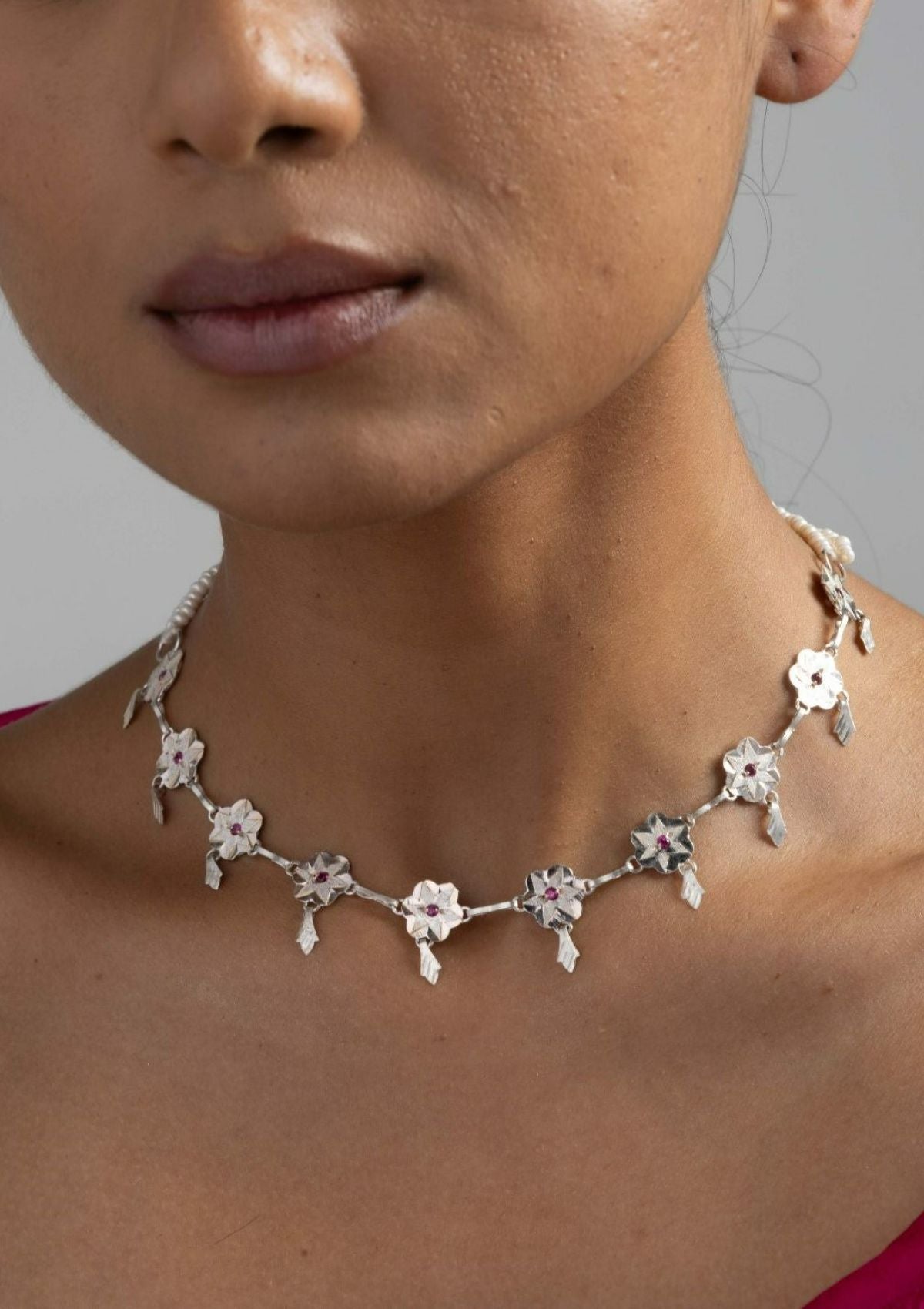 Gulab Silver Necklace