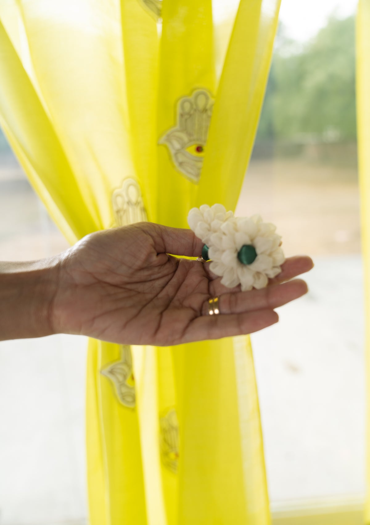 Hamsa Lime Chanderi Sheer Curtain