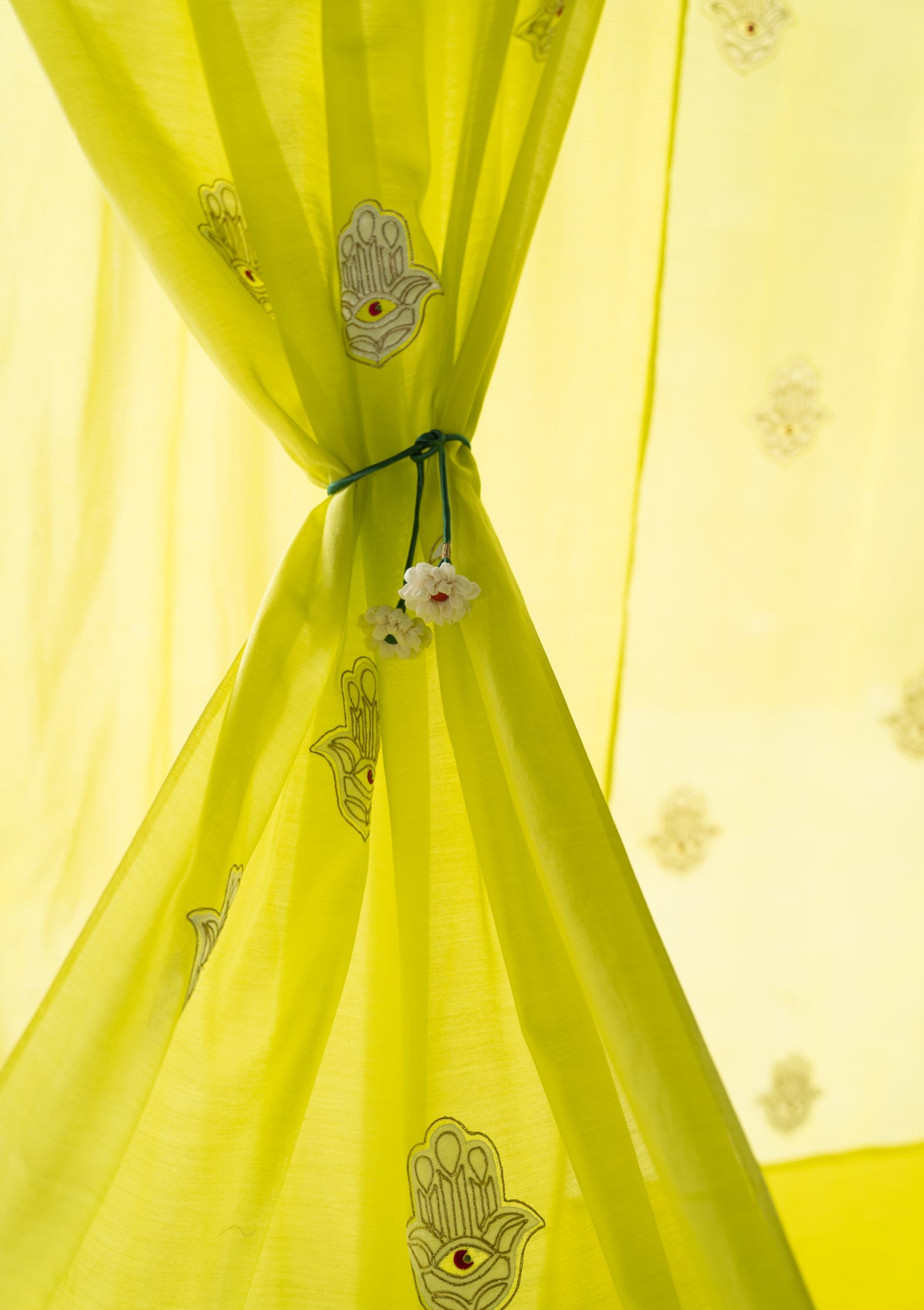 Hamsa Lime Chanderi Sheer Curtain