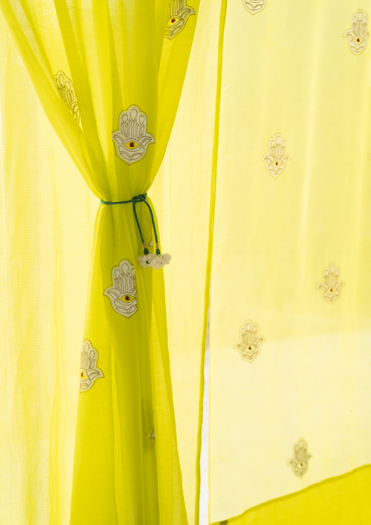 Hamsa Lime Chanderi Sheer Curtain