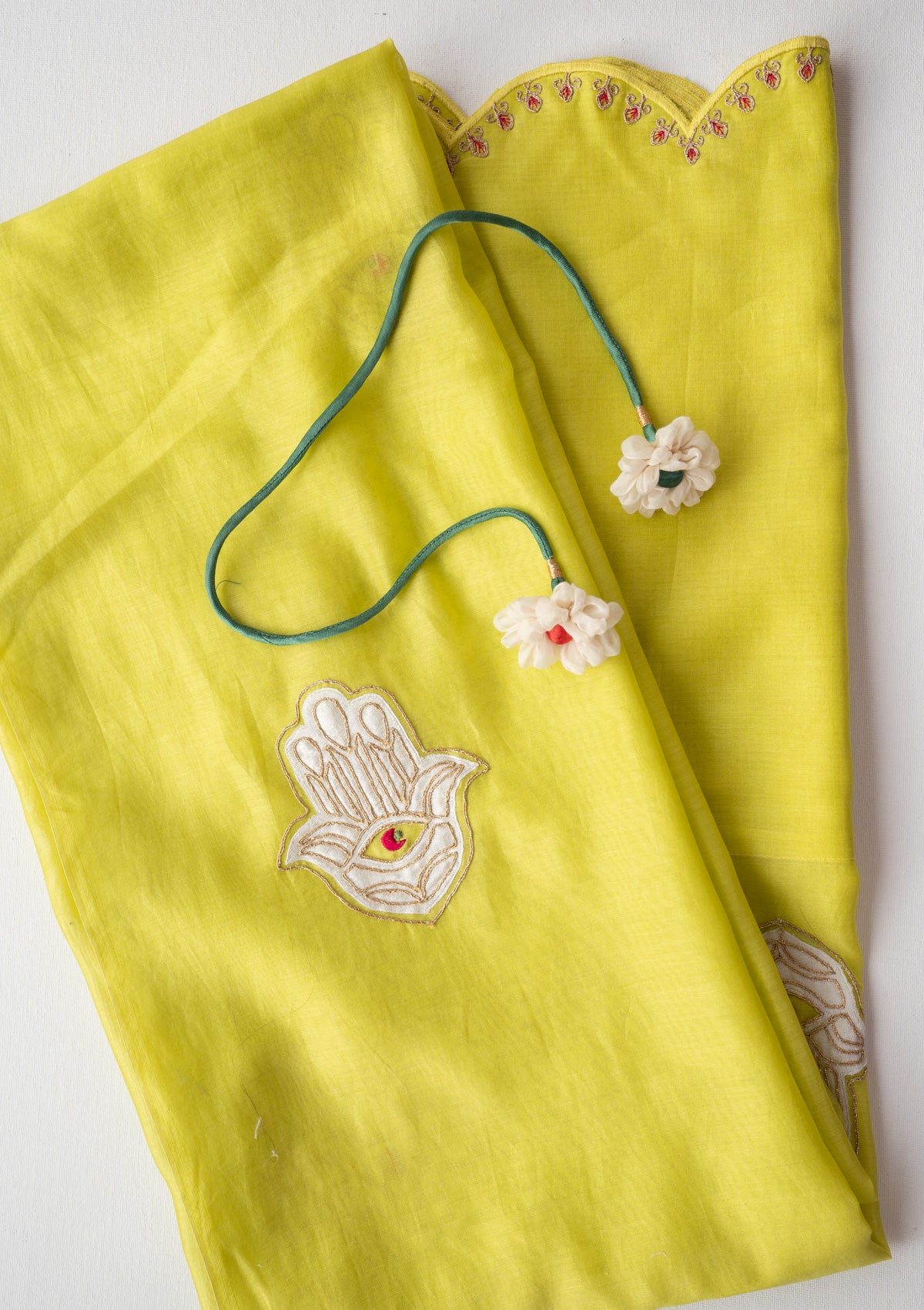 Hamsa Lime Chanderi Sheer Curtain