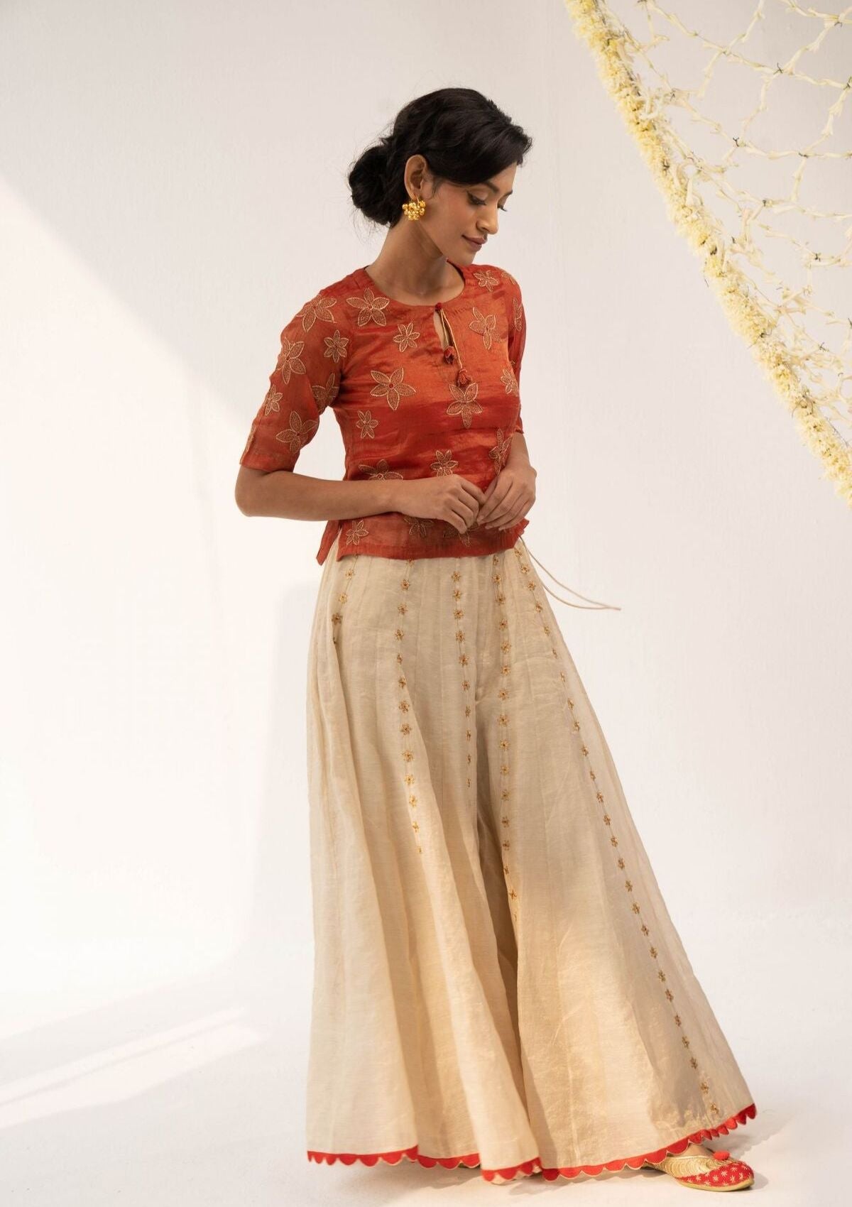 Heera Gold Tissue Chanderi Sharara