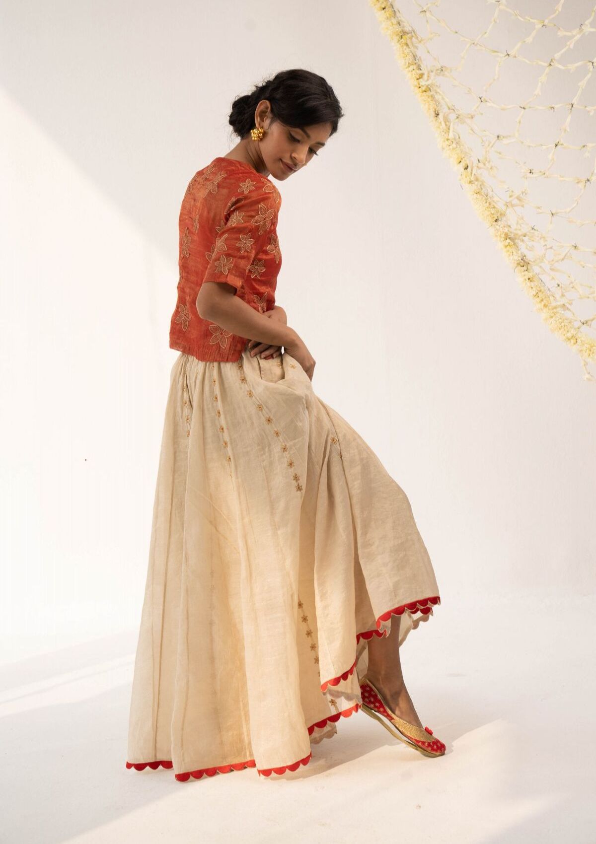 Heera Gold Tissue Chanderi Sharara
