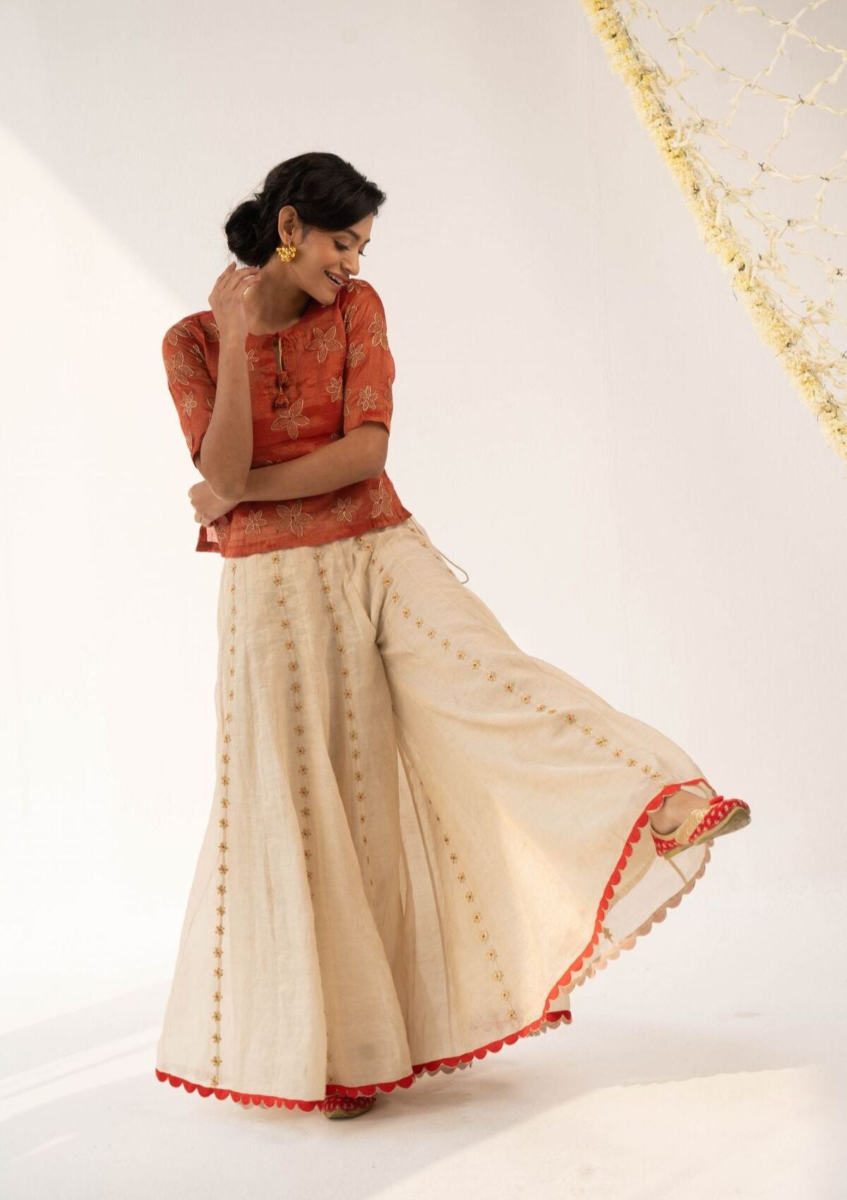 Heera Gold Tissue Chanderi Sharara