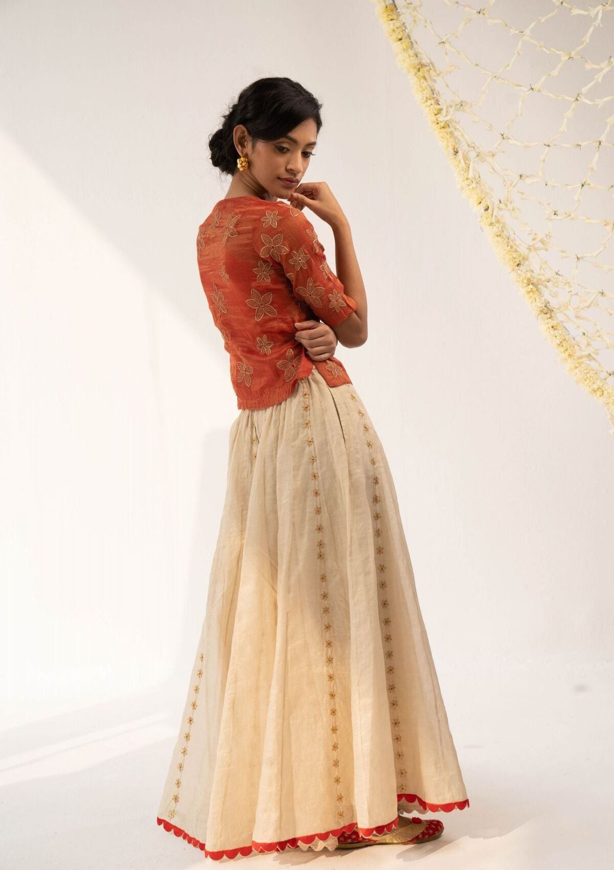Heera Gold Tissue Chanderi Sharara