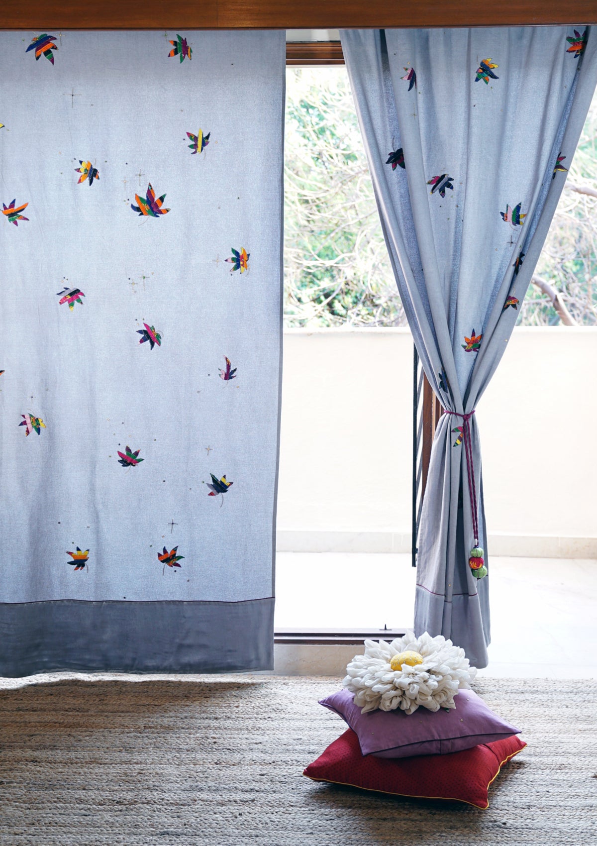 Hippie Grey Canvas Curtain