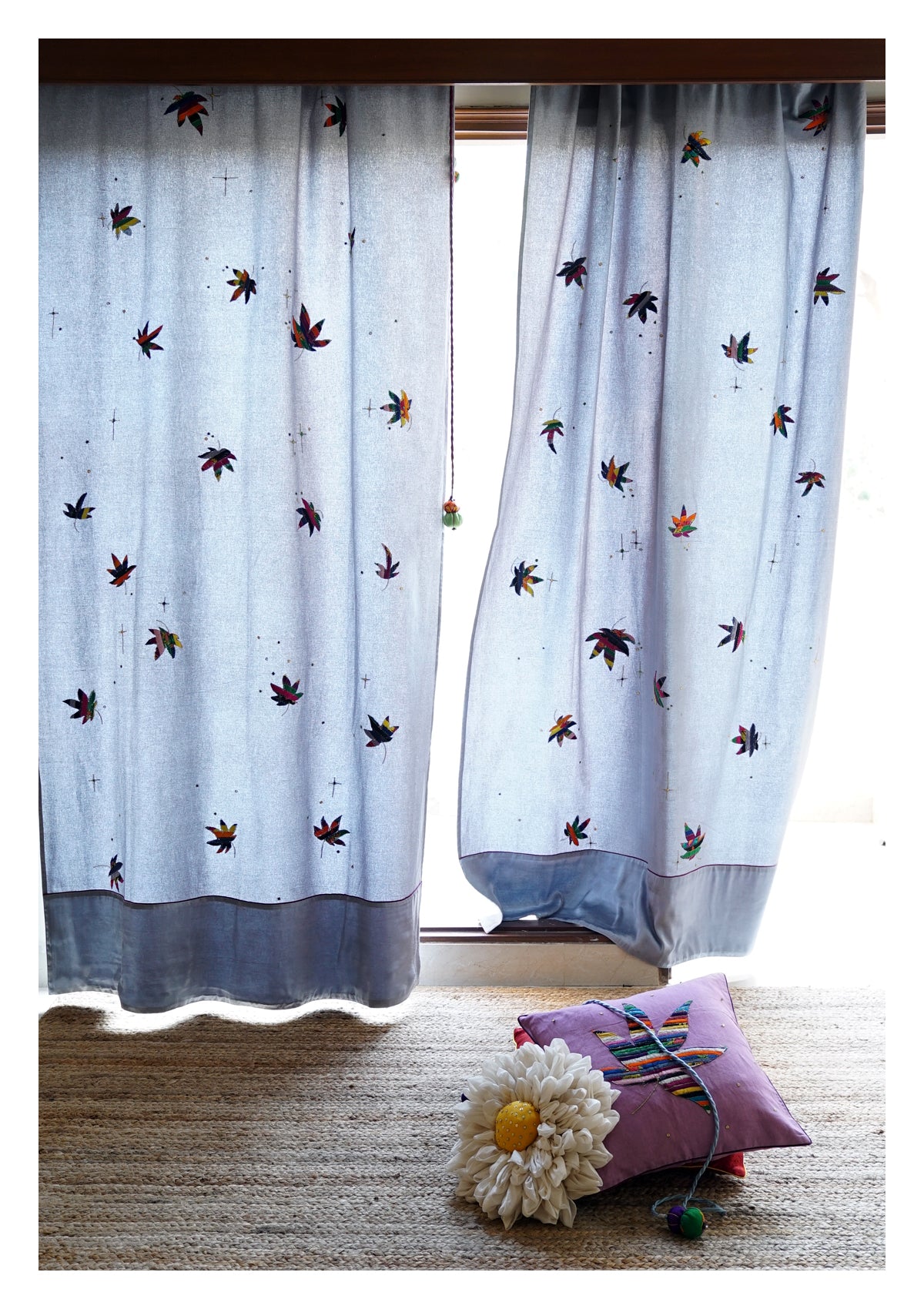 Hippie Grey Canvas Curtain