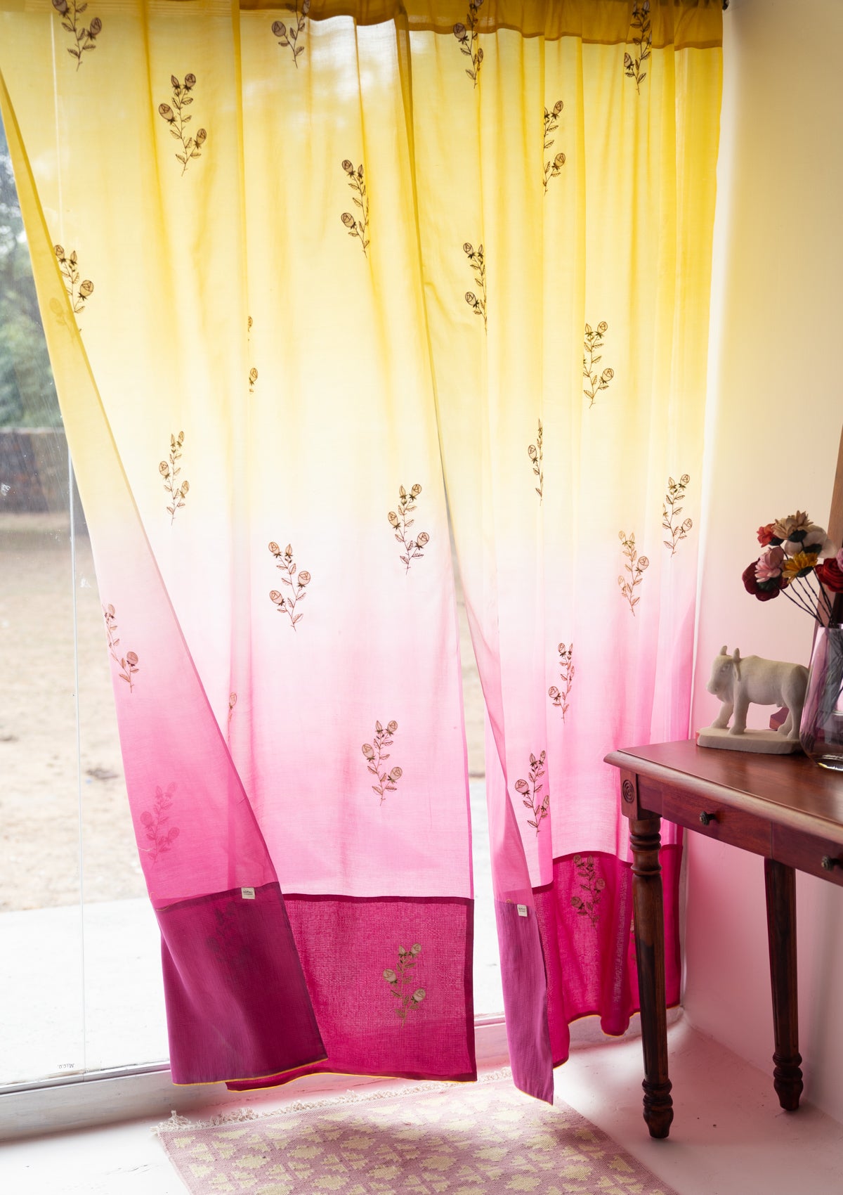 Hulya Shaded Sheer Chanderi Curtain