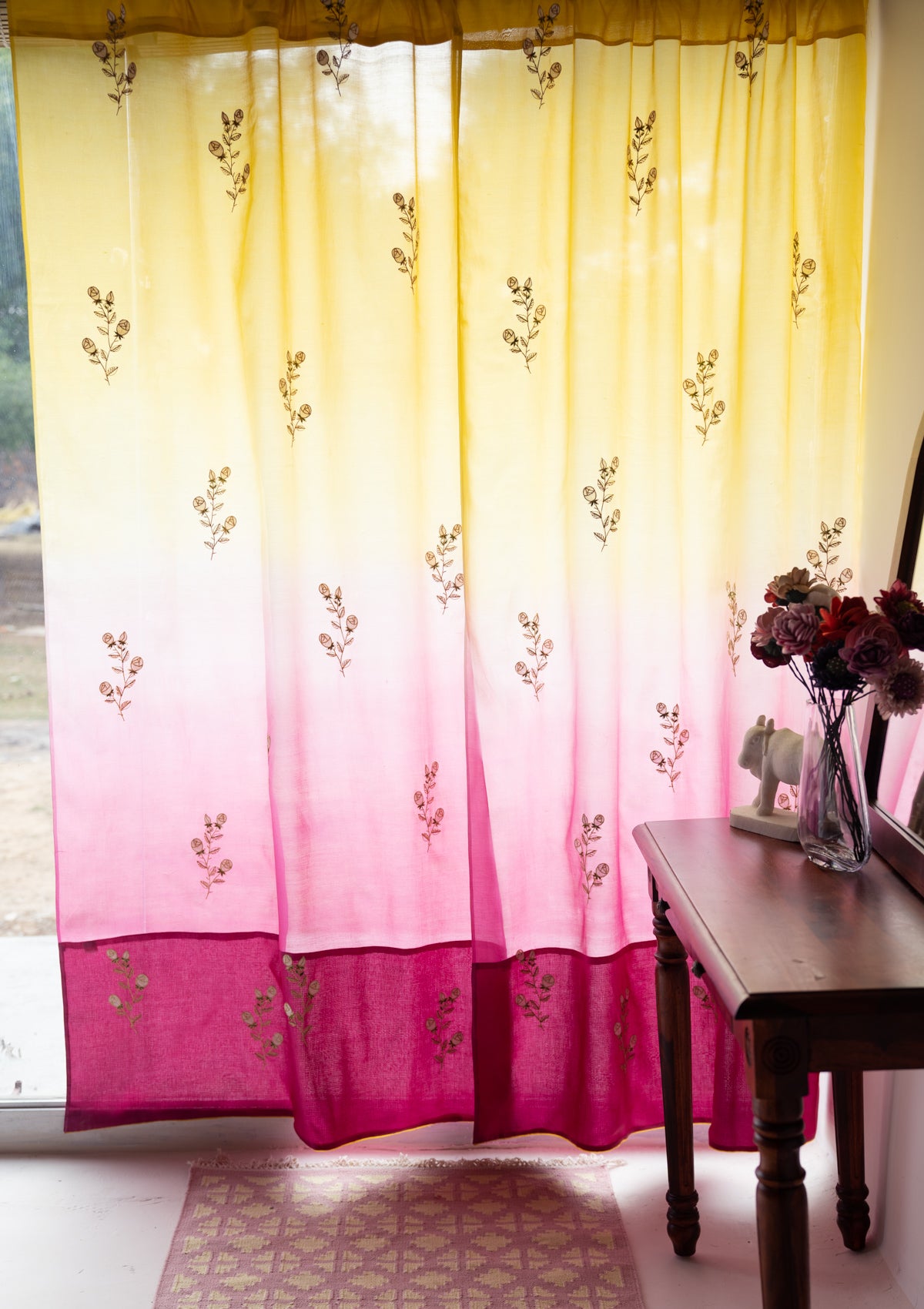 Hulya Shaded Sheer Chanderi Curtain