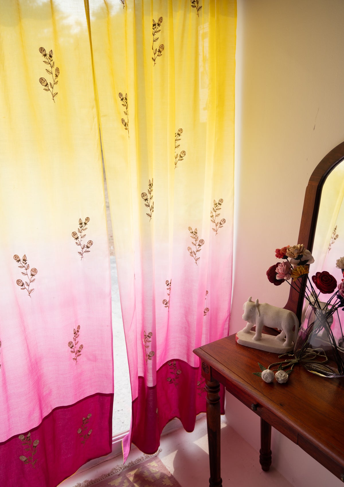 Hulya Shaded Sheer Chanderi Curtain