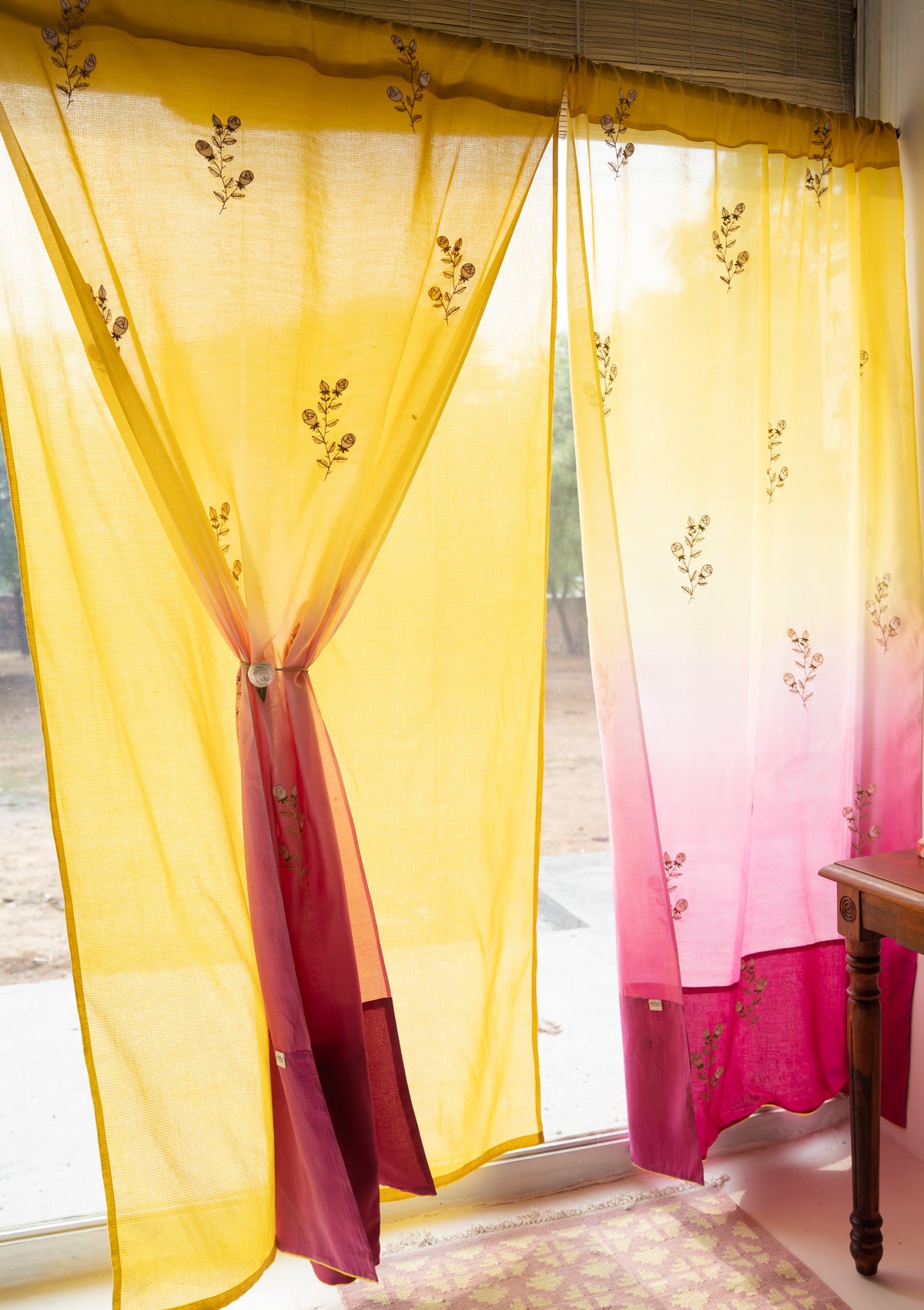 Hulya Shaded Sheer Chanderi Curtain