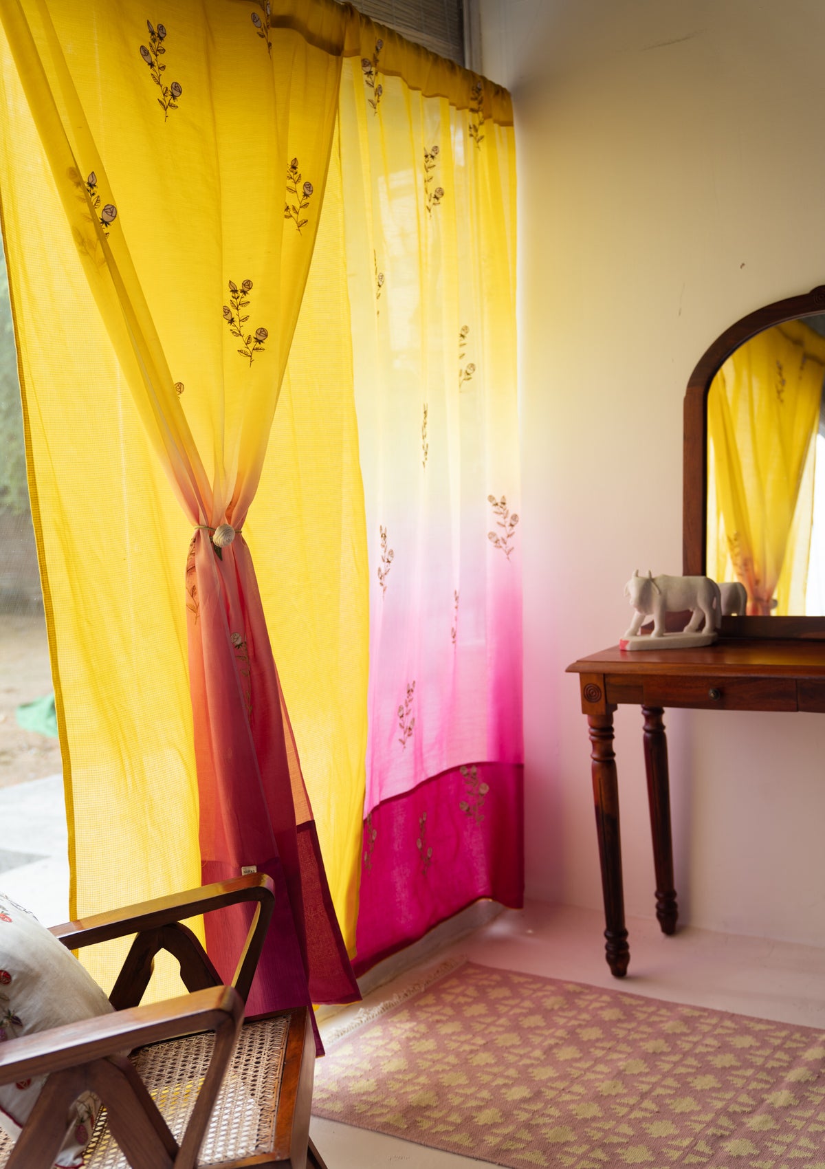 Hulya Shaded Sheer Chanderi Curtain