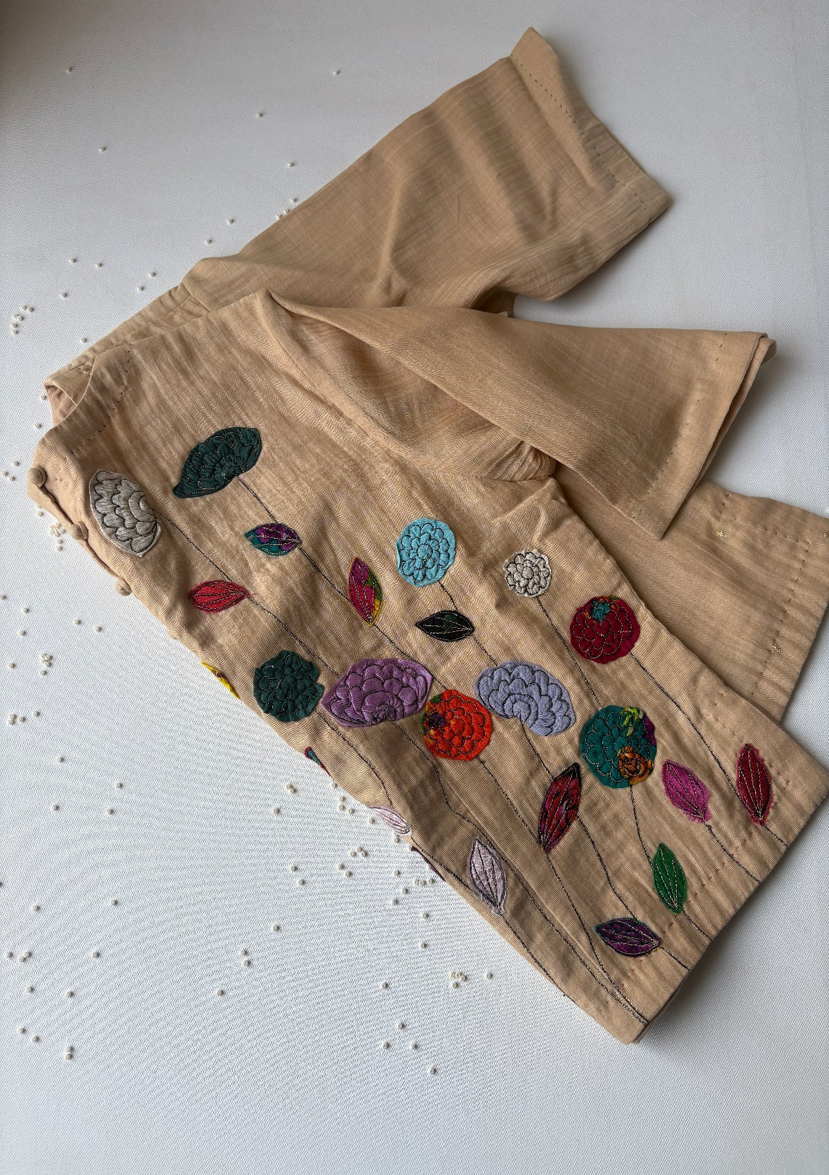 Parchment Chanderi Top - Size Extra Large