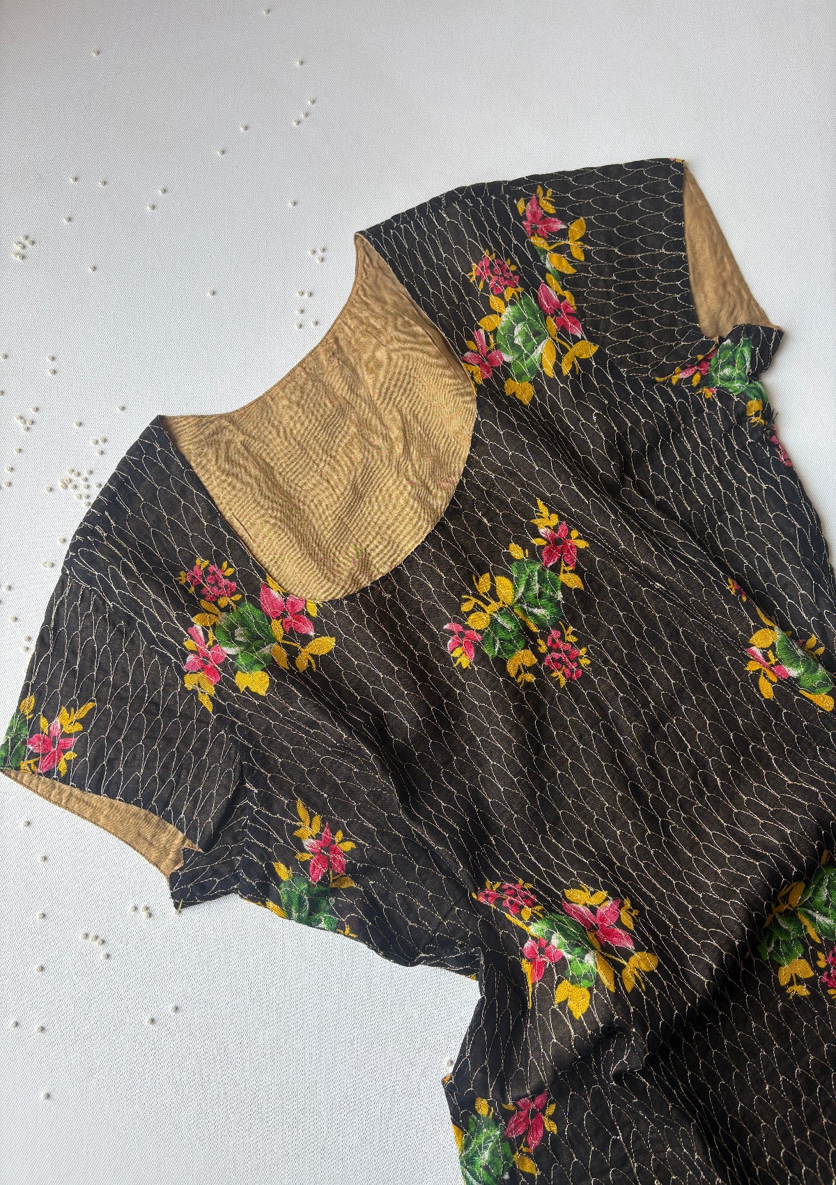 Zuri Black Embroidered Cotton Top - Size Small