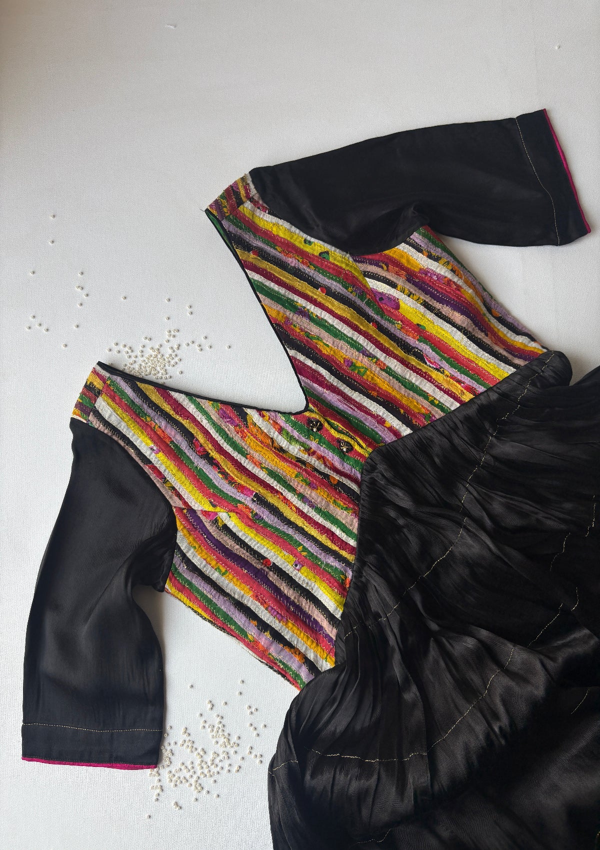 Kaleidoscopic Black Mashru Kurta - Size Small