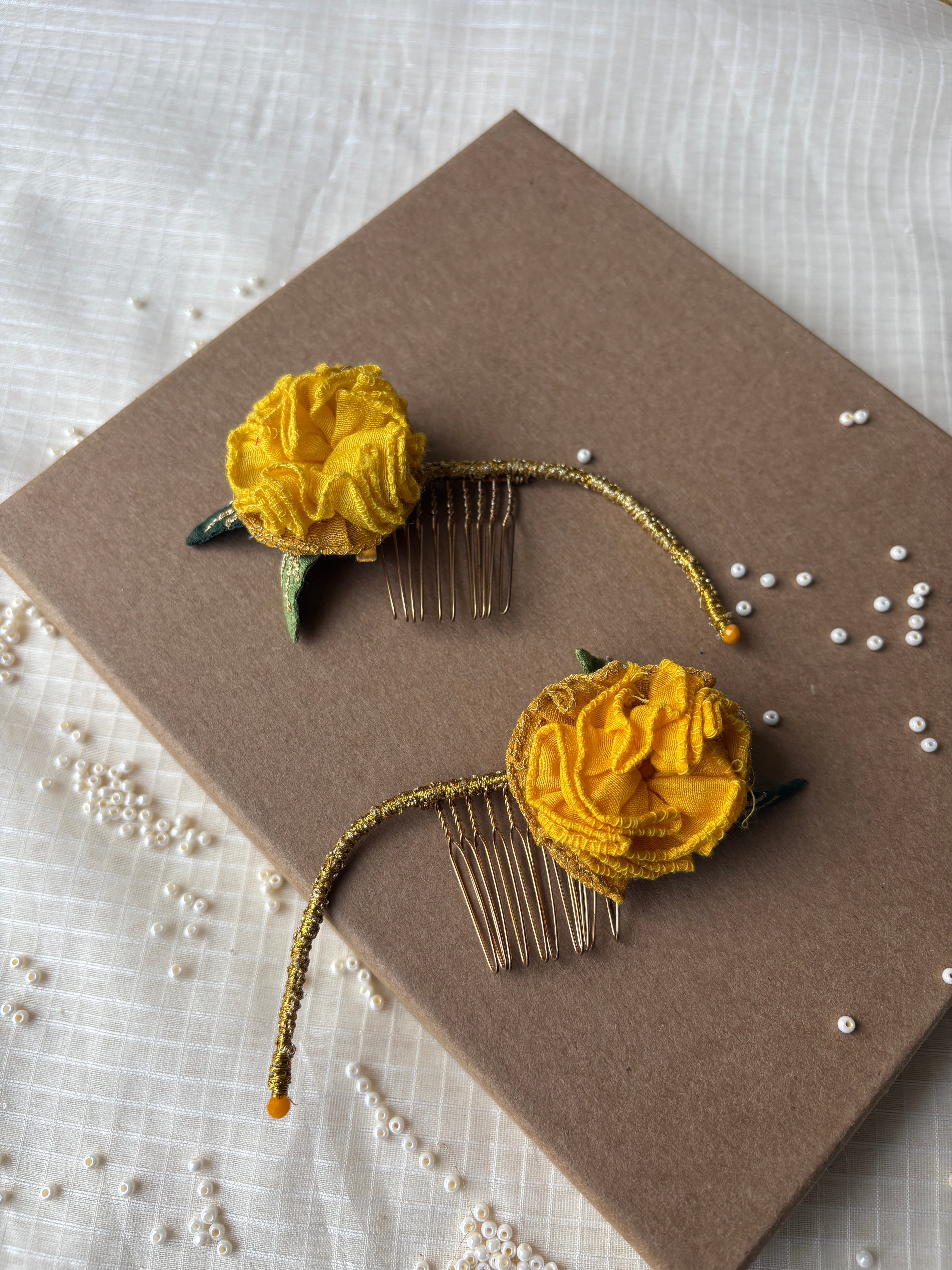 Saffron Glow Floral Comb Clip