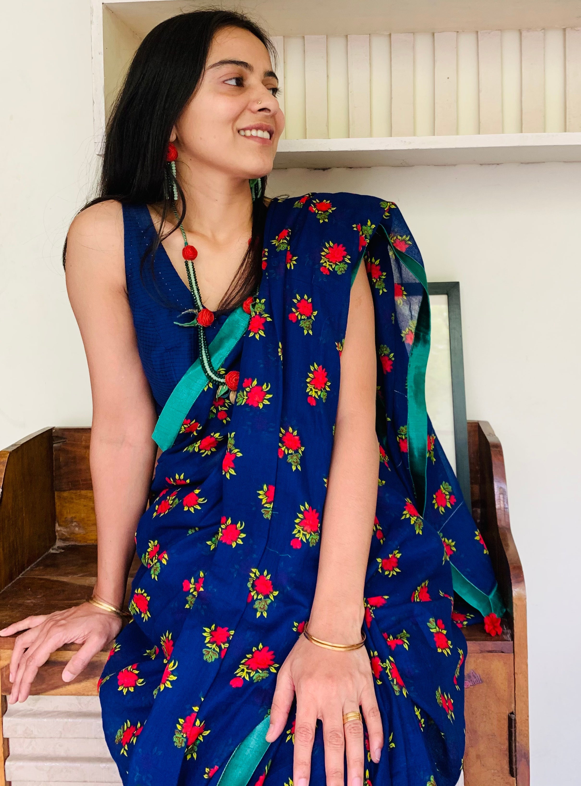 Wishing Blue Cotton Saree