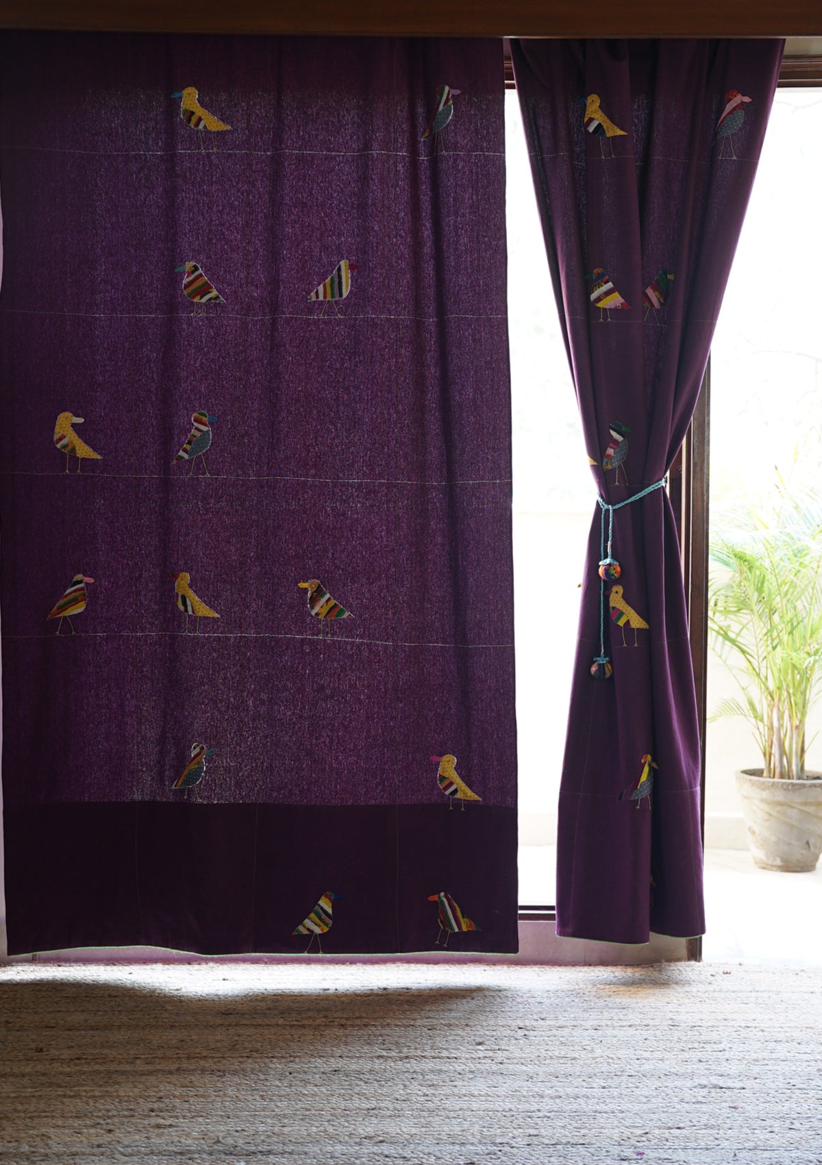Indian Roller Purple canvas Curtain