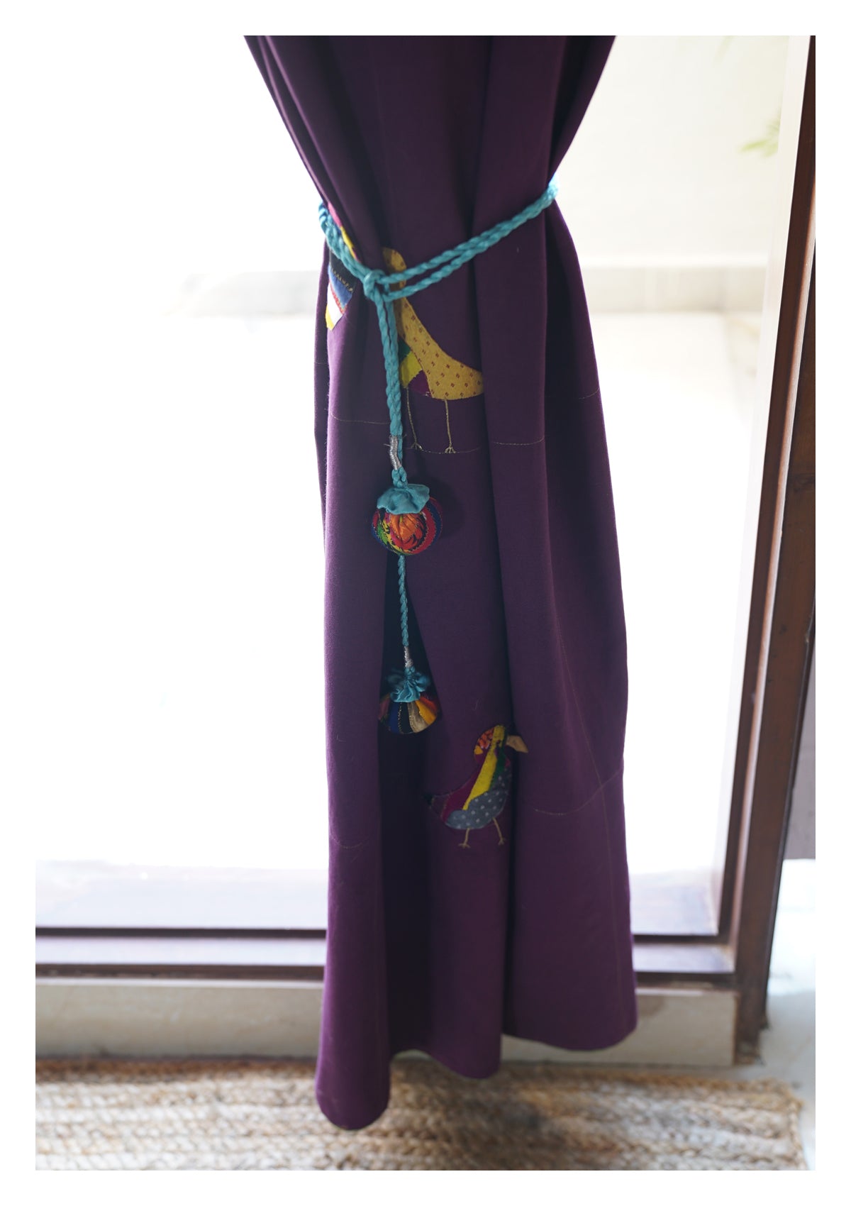 Indian Roller Purple canvas Curtain