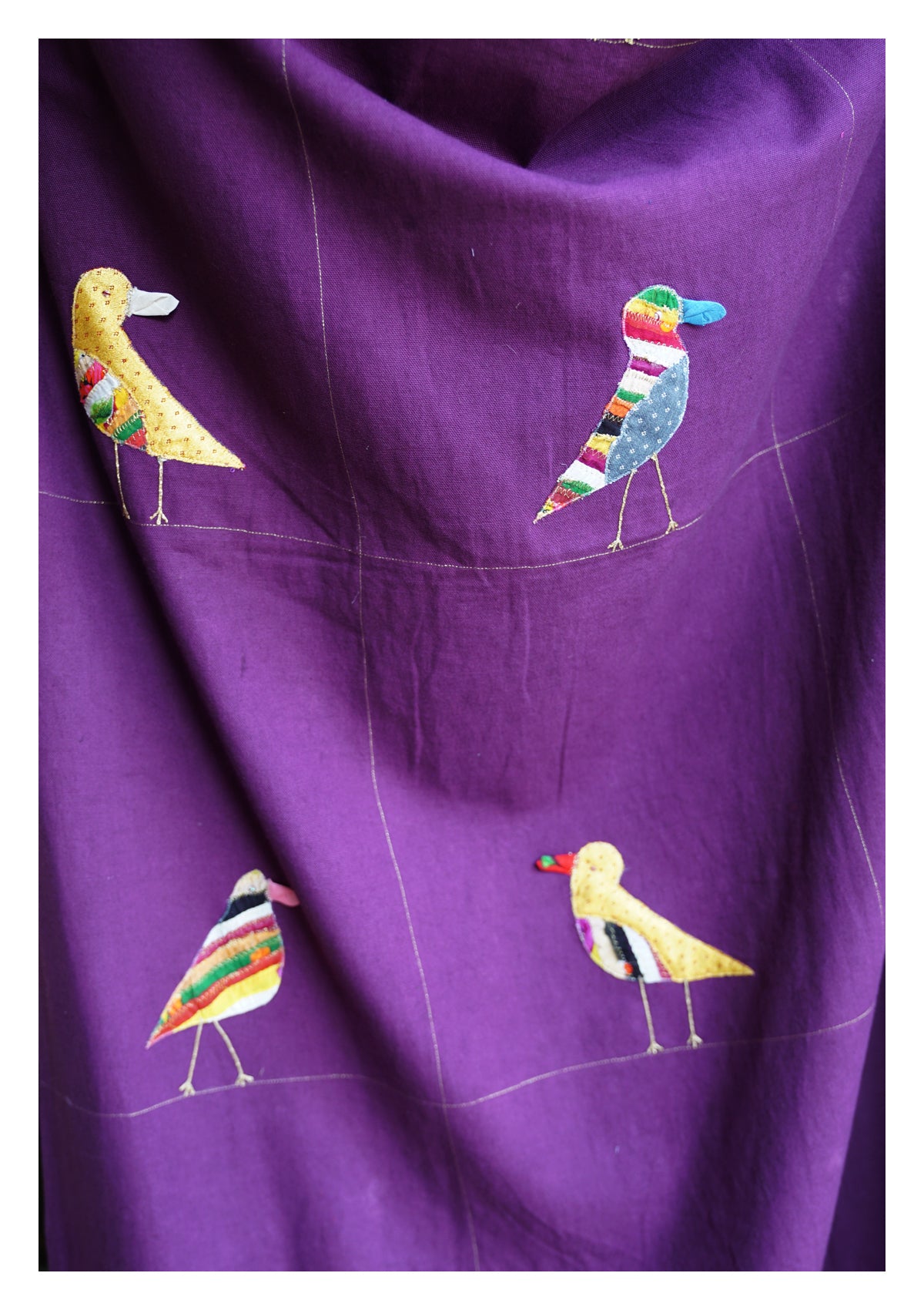Indian Roller Purple canvas Curtain