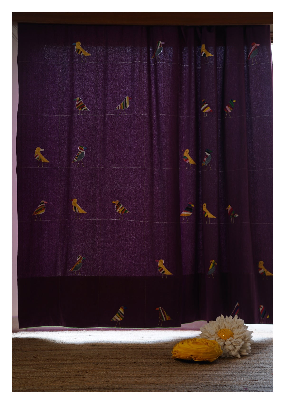 Indian Roller Purple canvas Curtain