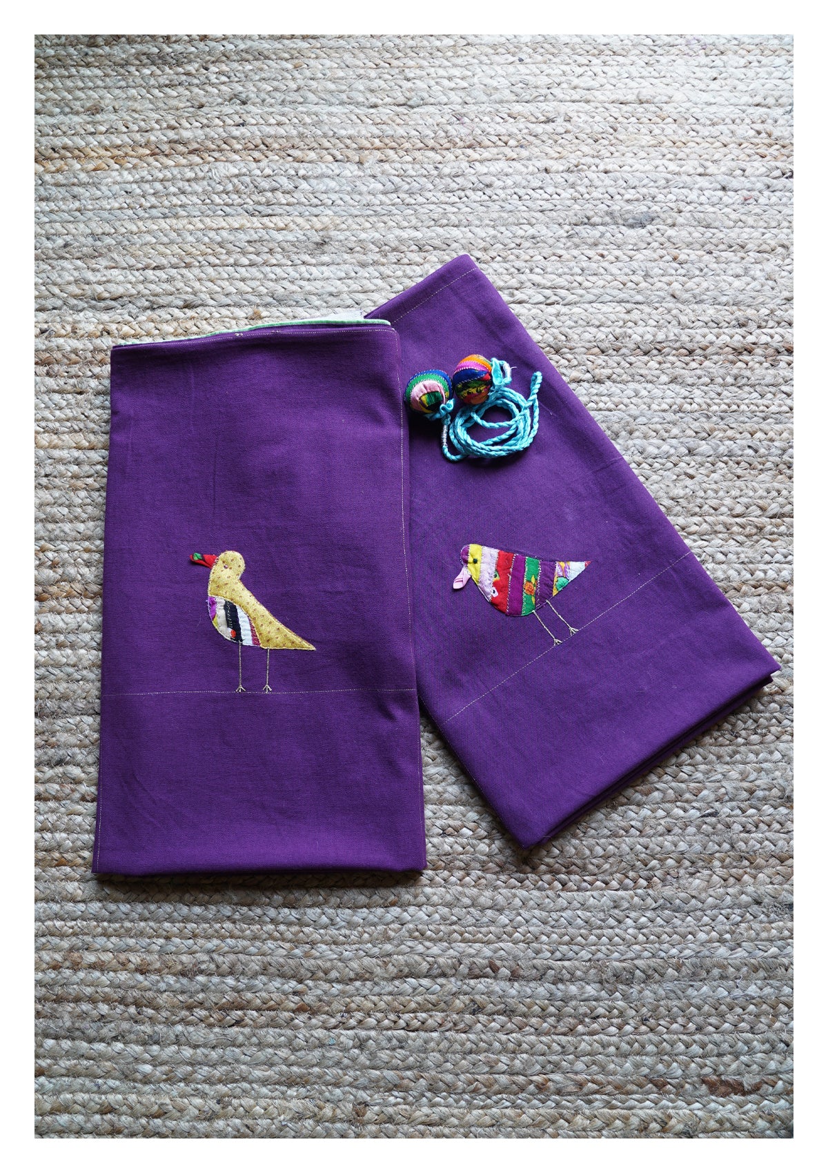 Indian Roller Purple canvas Curtain