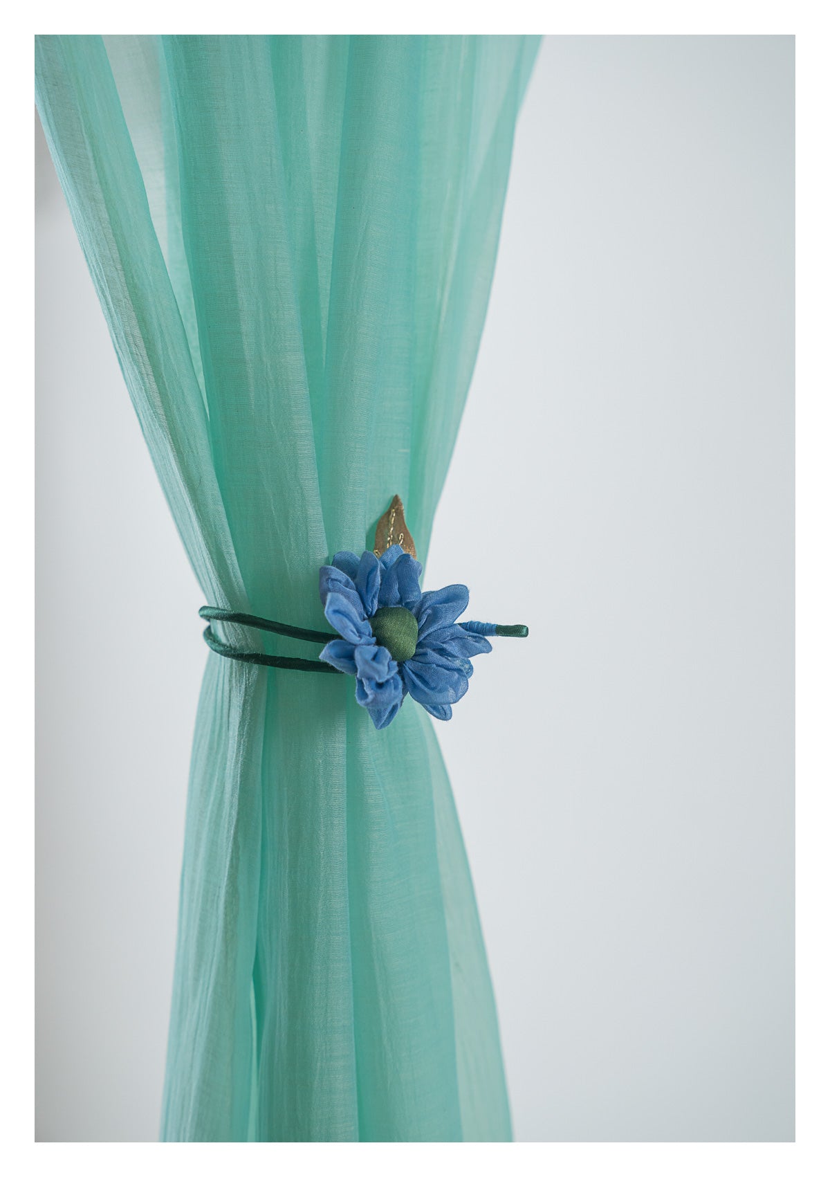 Jade Green Chanderi Sheer Curtains- Set of 2