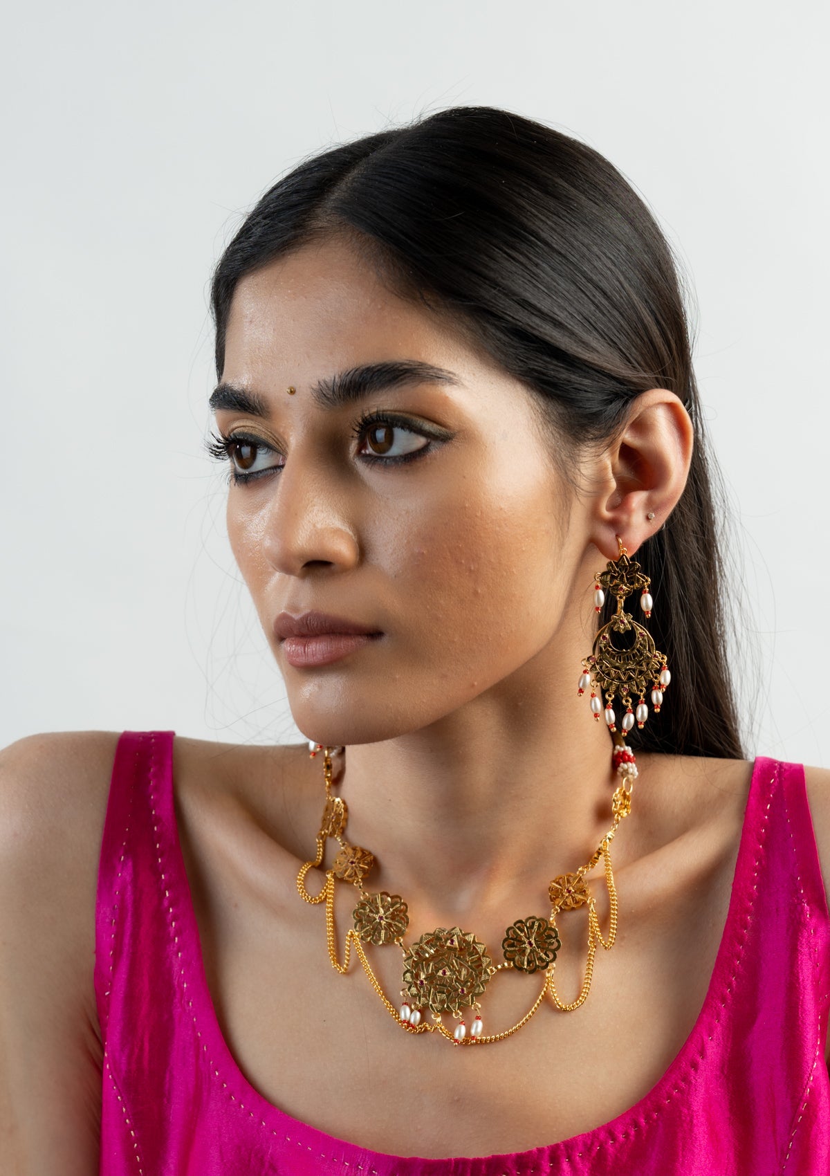 Janaki Gold Tone Silver Earrings