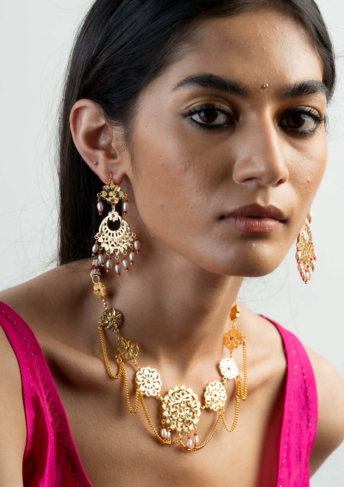 Janaki Gold Tone Silver Earrings