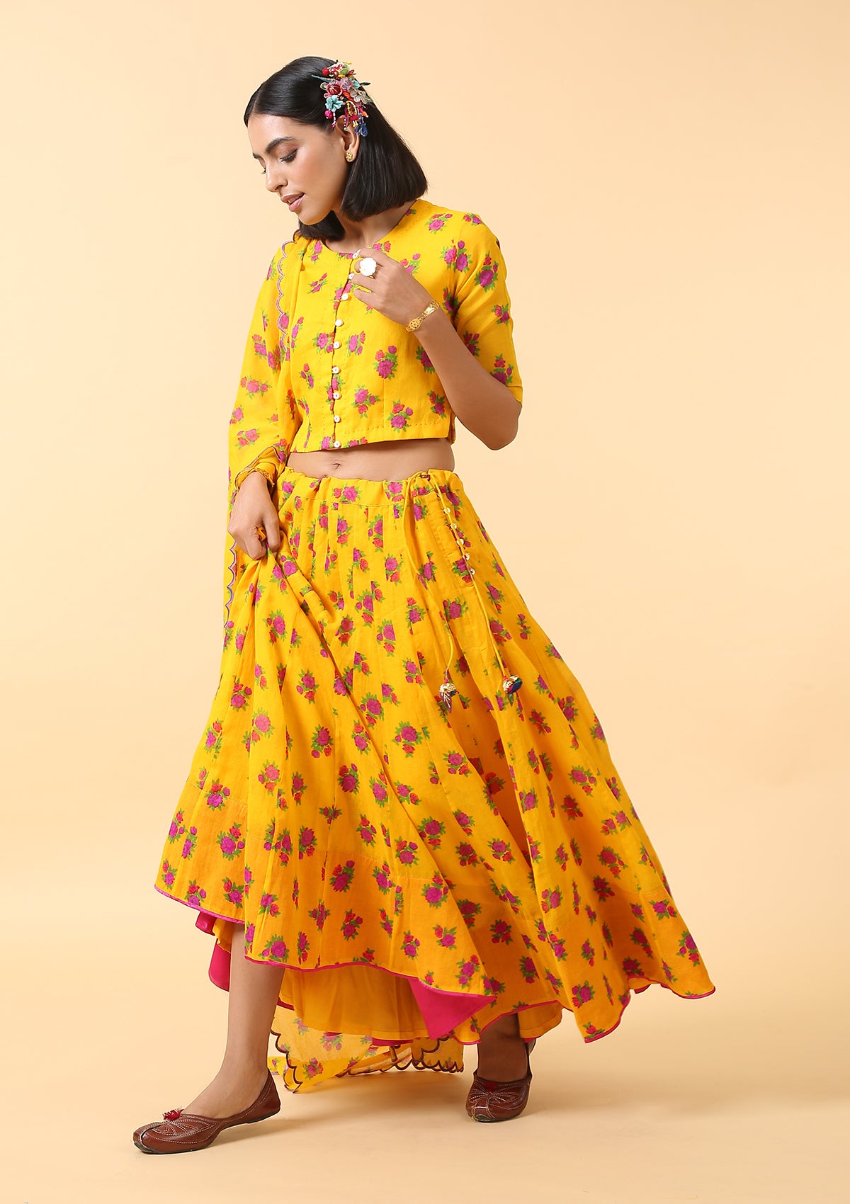 Jhelum Cotton Skirt Blouse Dupatta Set