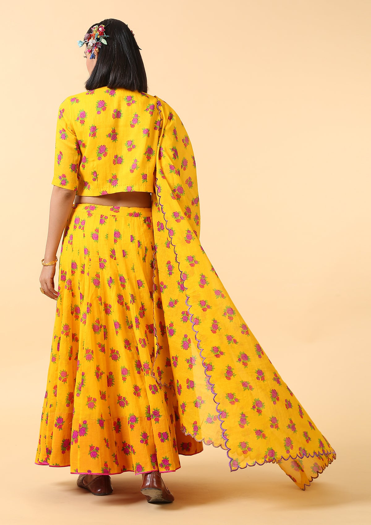 Jhelum Cotton Skirt Blouse Dupatta Set