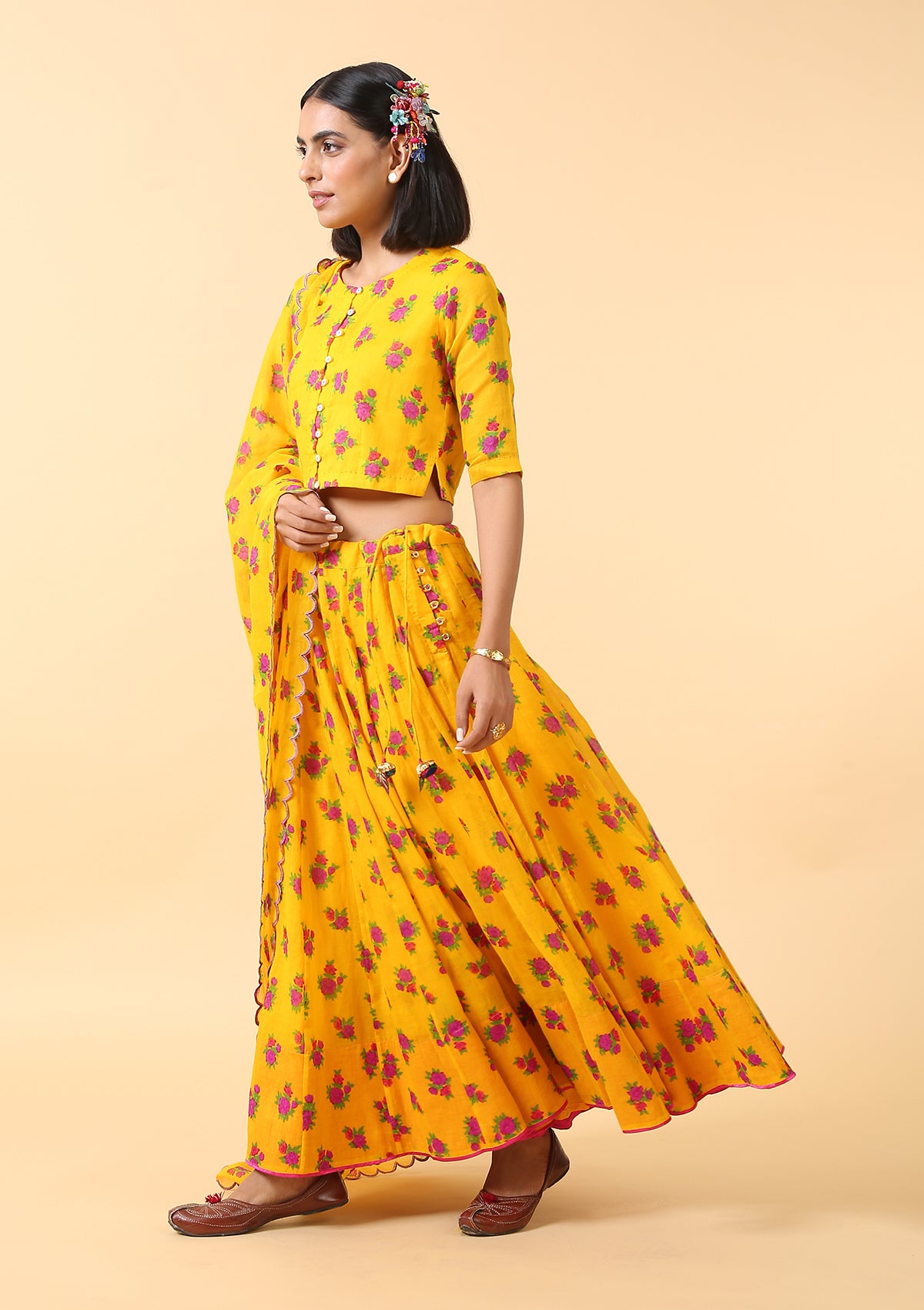Jhelum Cotton Skirt Blouse Dupatta Set