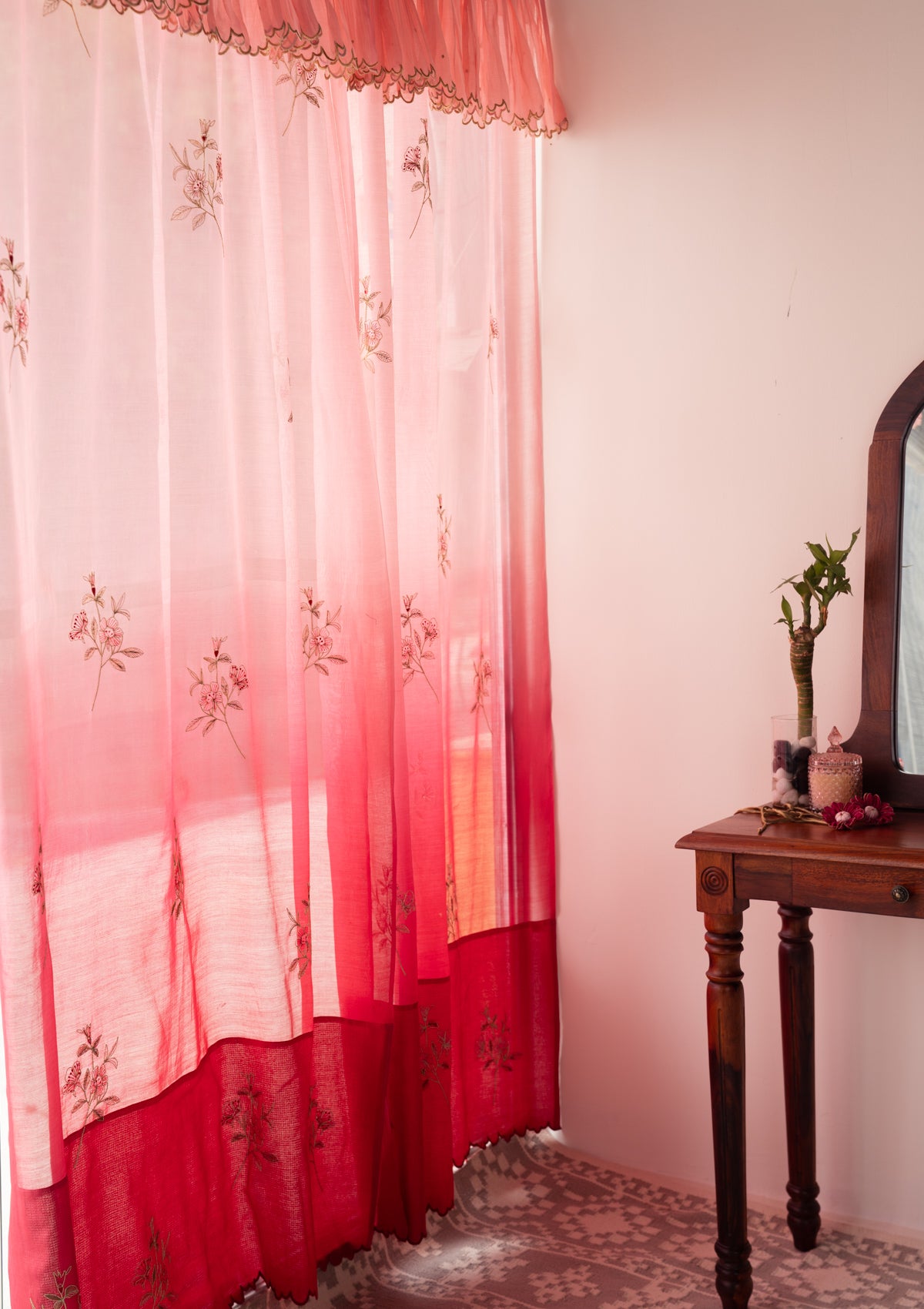Kairos Pink Chanderi Sheer Curtain