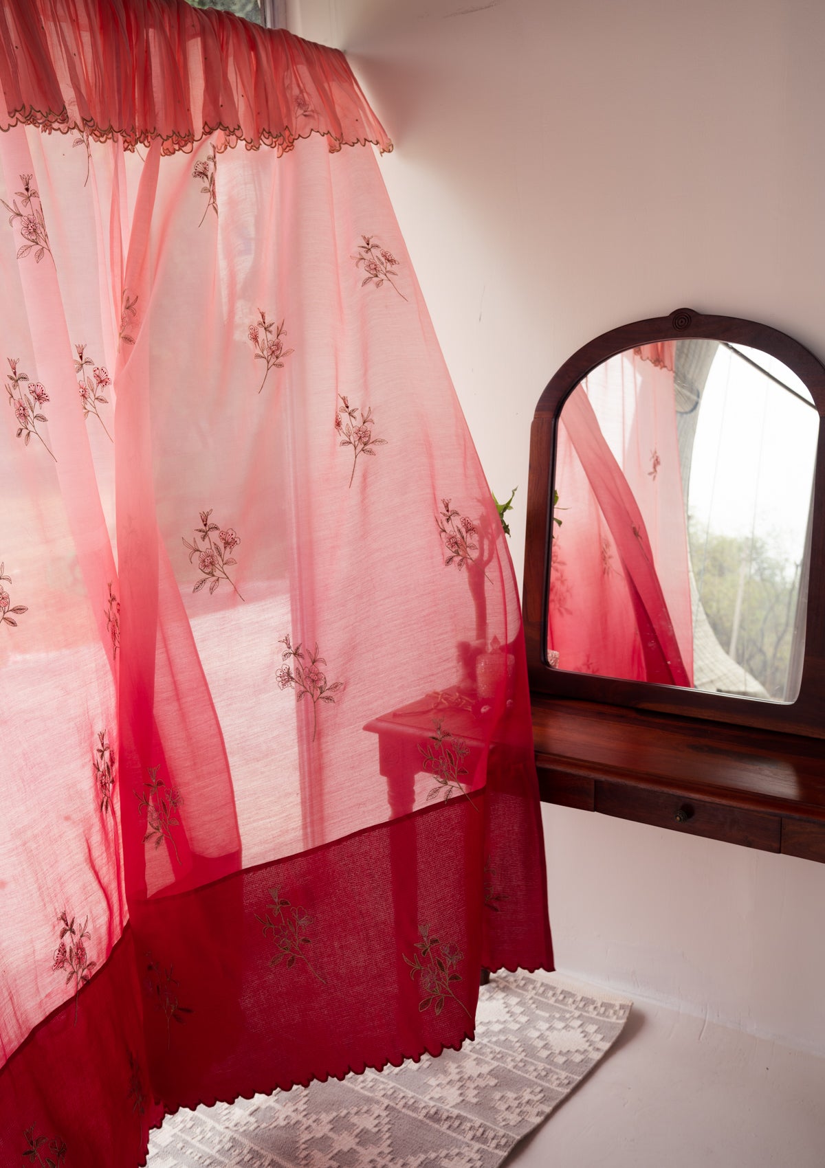 Kairos Pink Chanderi Sheer Curtain