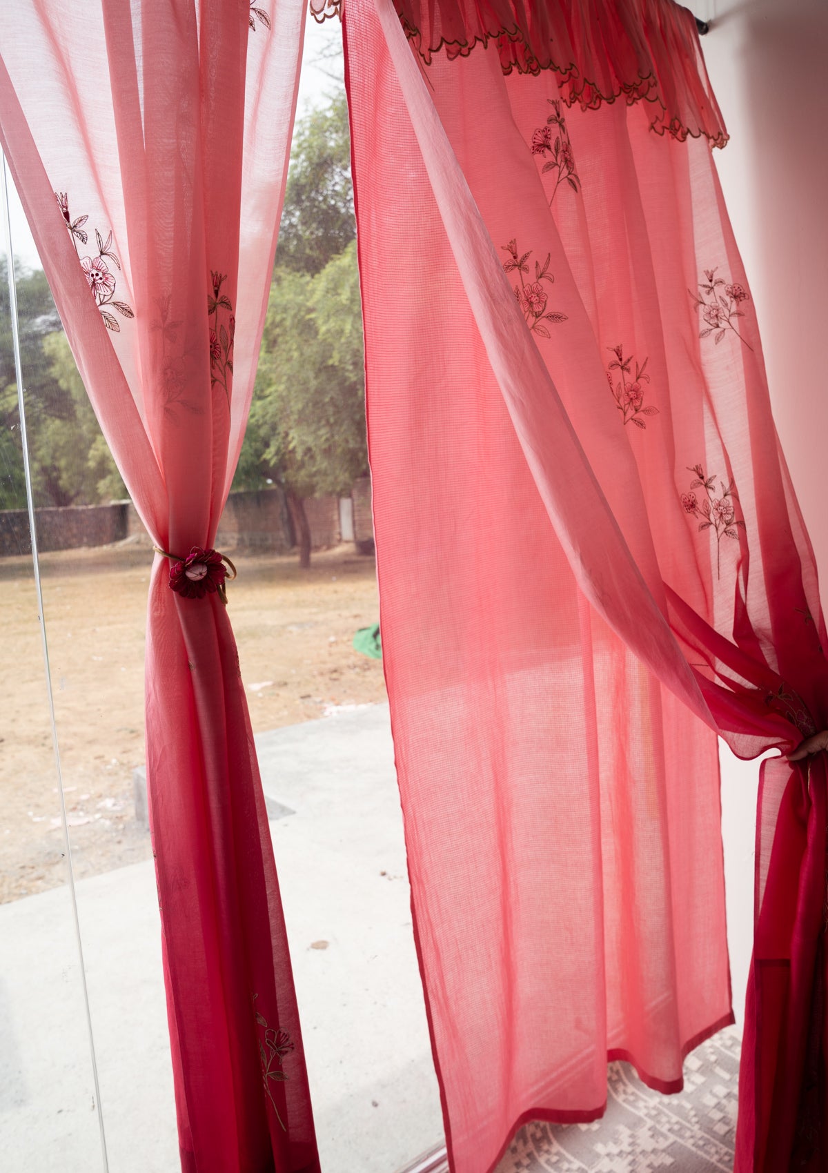 Kairos Pink Chanderi Sheer Curtain