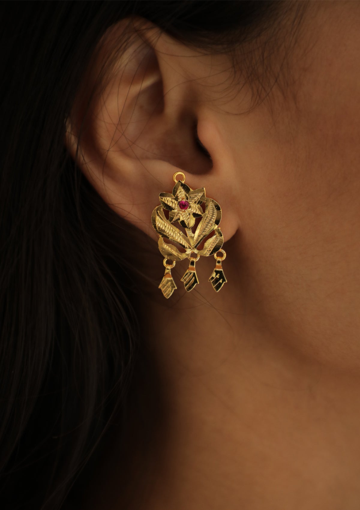 Kaliha Handmade Gold Tone Silver Earrings