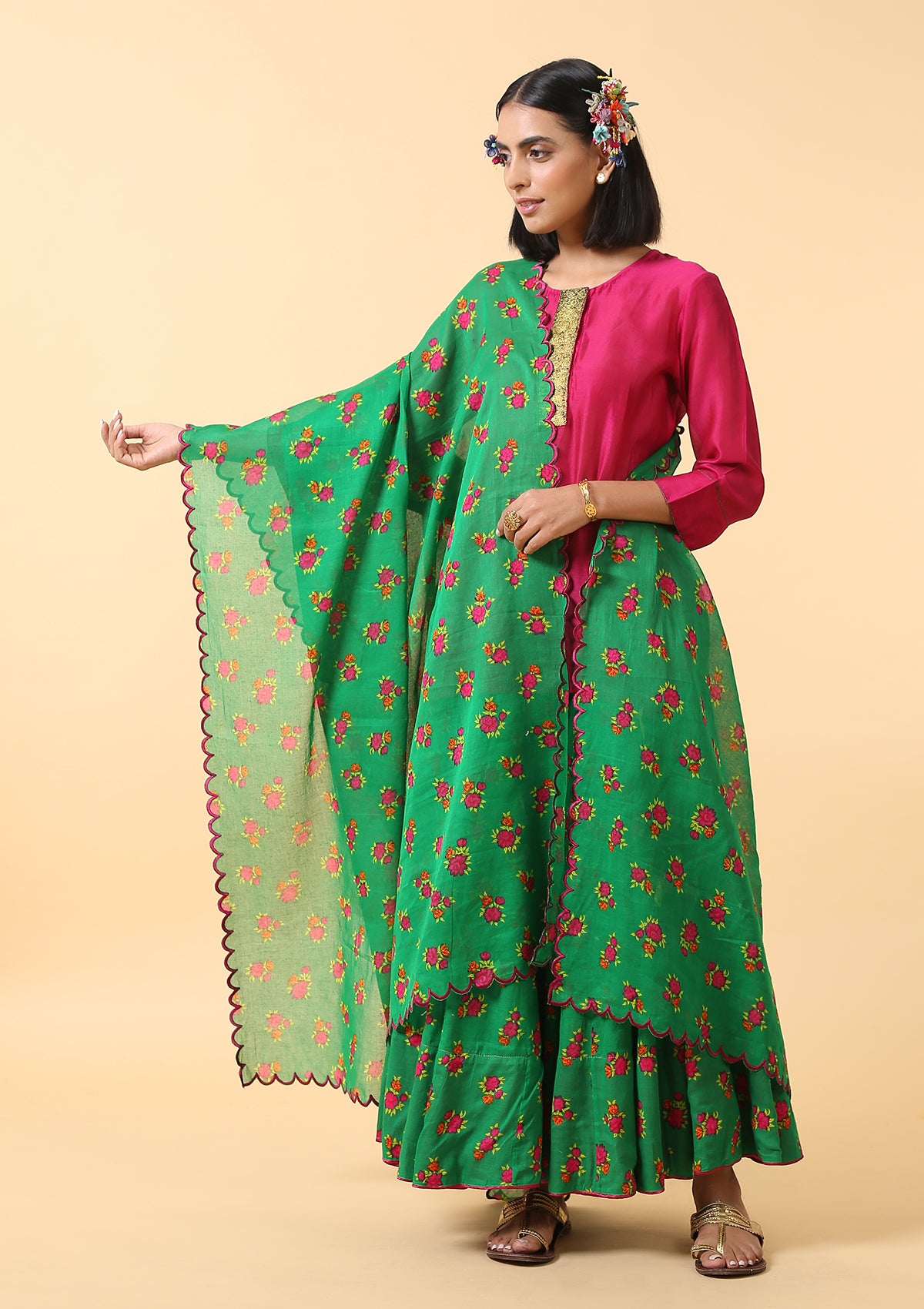 Kanji Green Cotton Dupatta