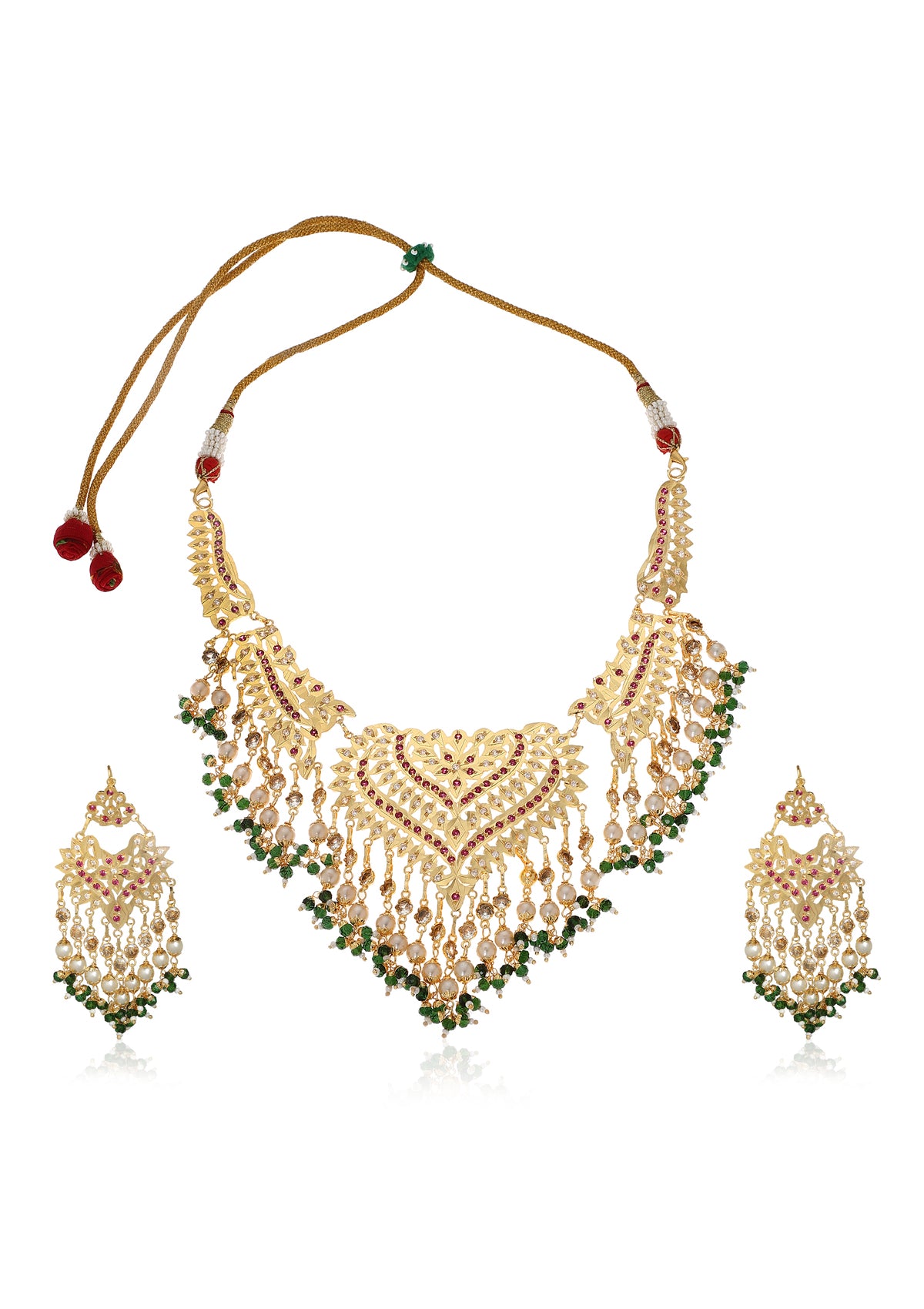 Karnika Gold Tone Silver Necklace & Earrings Set