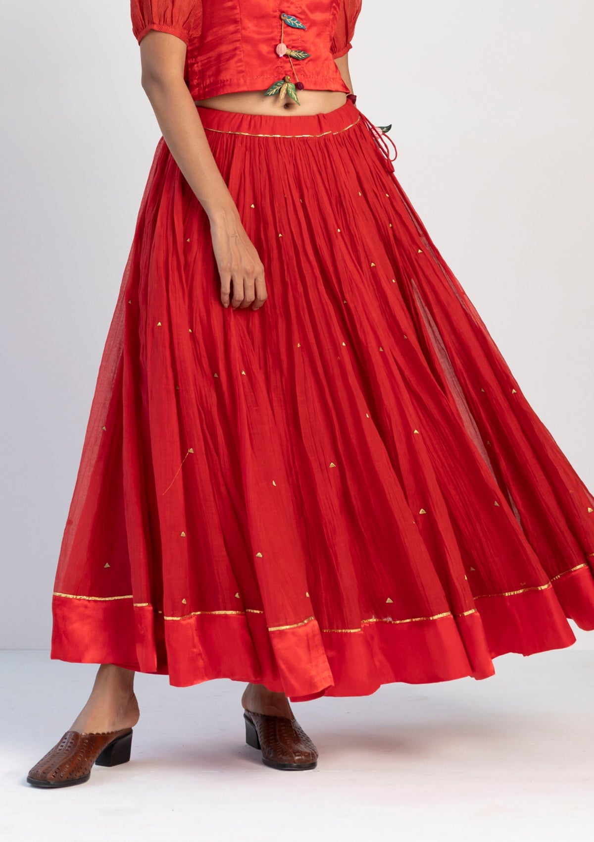Kurma Red Chanderi Skirt