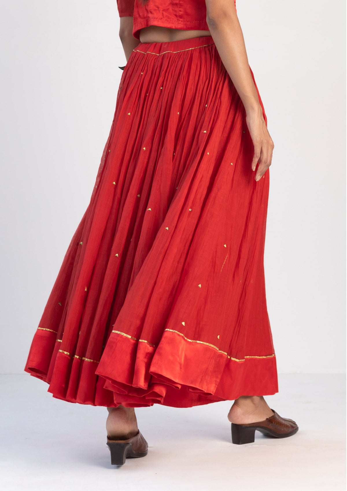 Kurma Red Chanderi Skirt