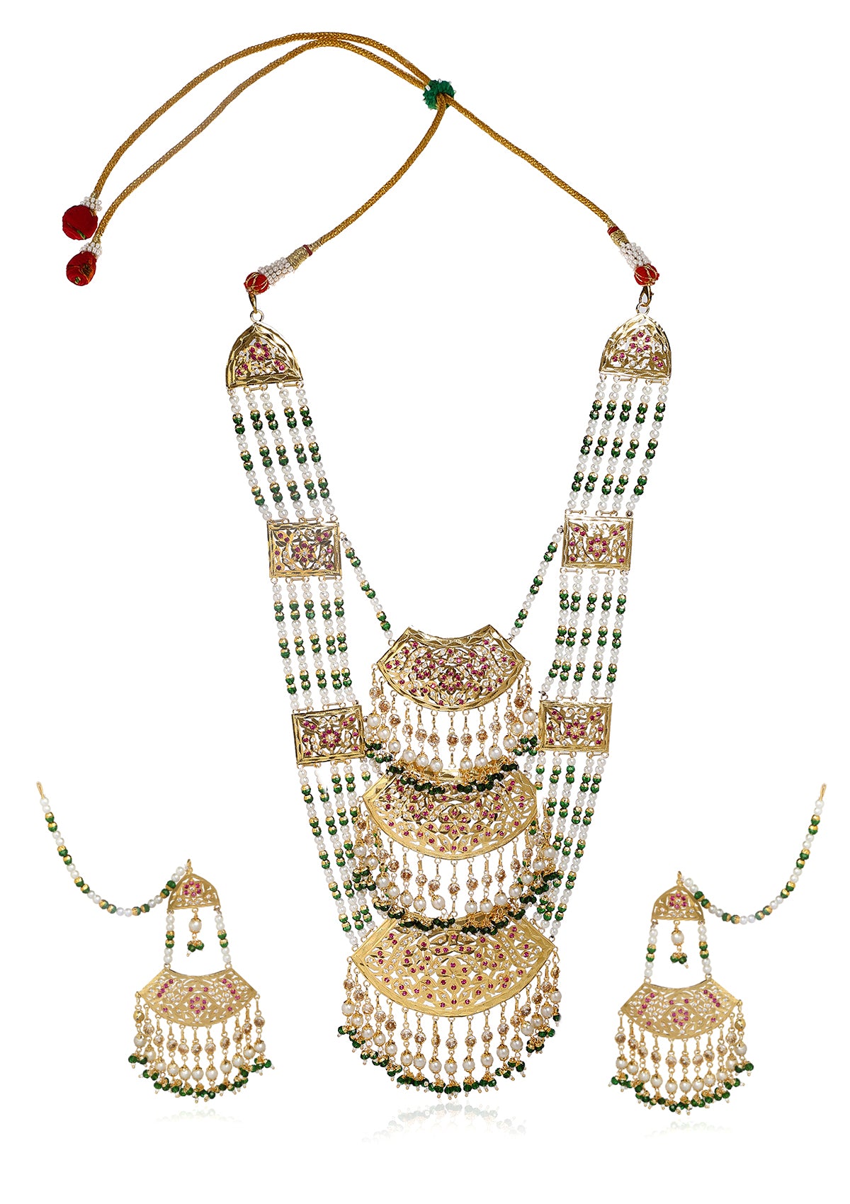 Lambanam Gold Tone Silver Necklace & Earrings Set