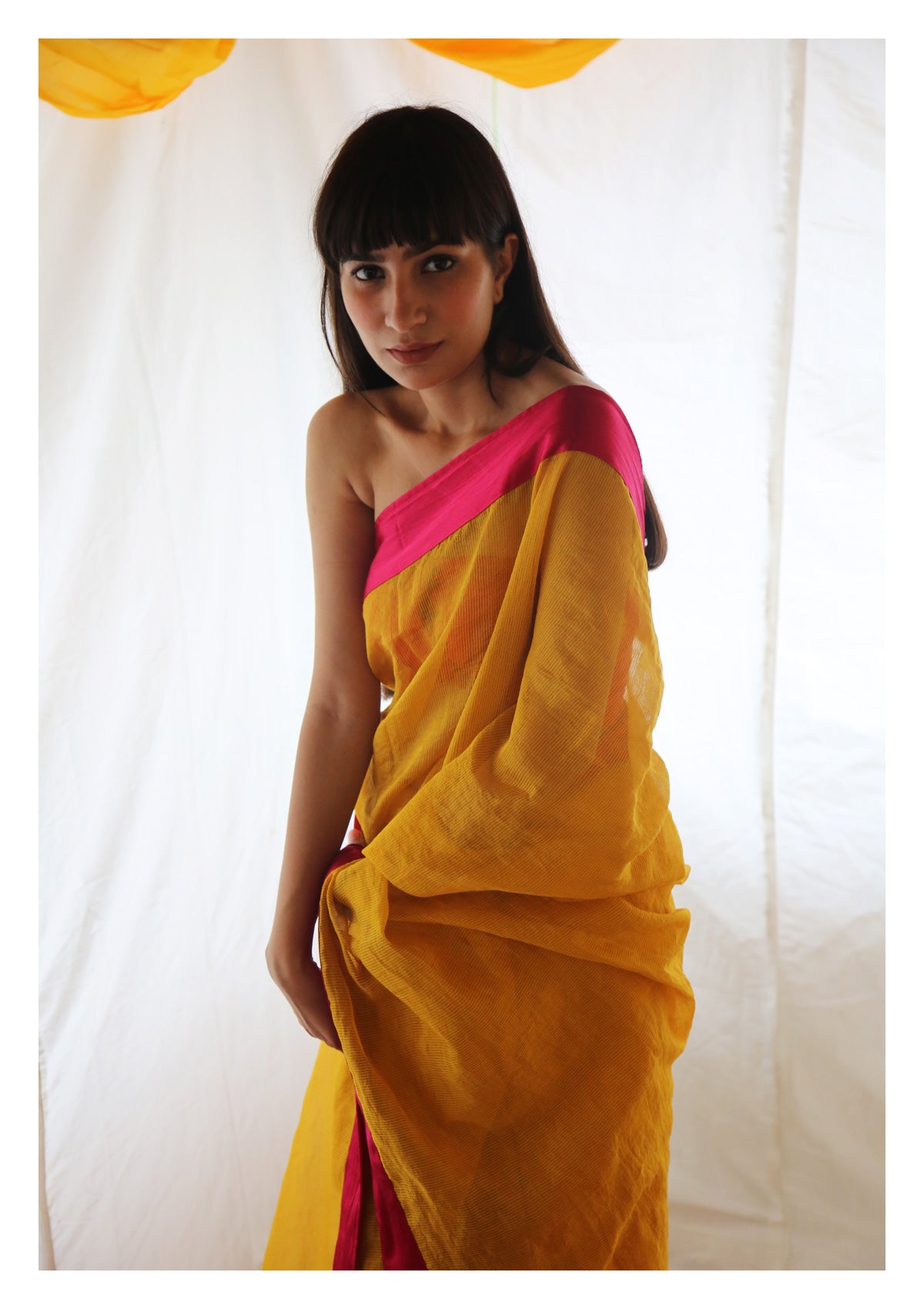 Lapis Turmeric Tissue Chanderi Saree