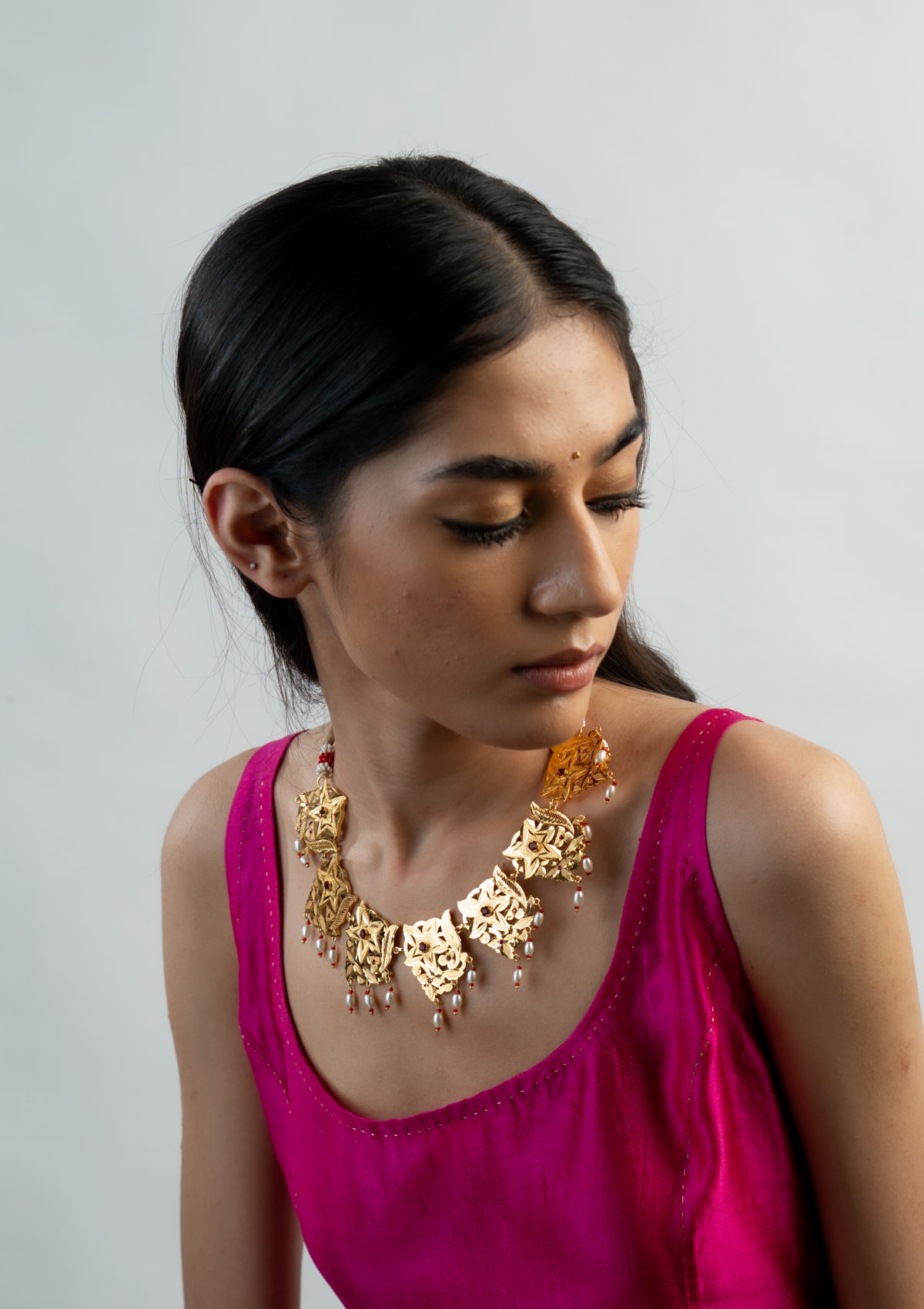 Latha Gold Tone Silver Necklace
